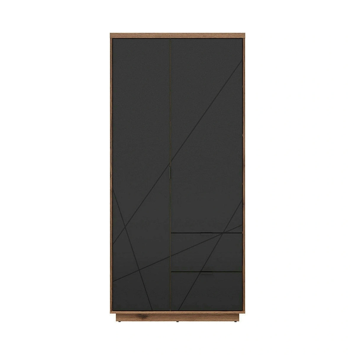 Dulap FORN, nuc/negru mat, PAL melaminat, cu 2 usi si 2 sertare, 94x57x201 cm