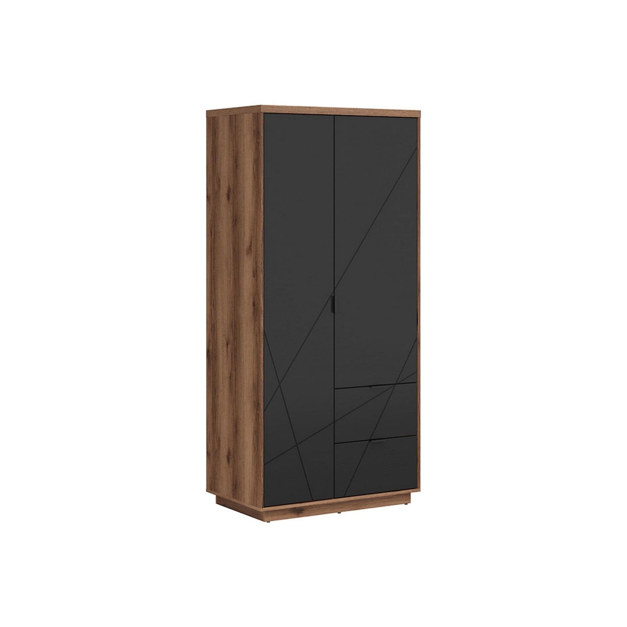 Dulap FORN, nuc/negru mat, PAL melaminat, cu 2 usi si 2 sertare, 94x57x201 cm