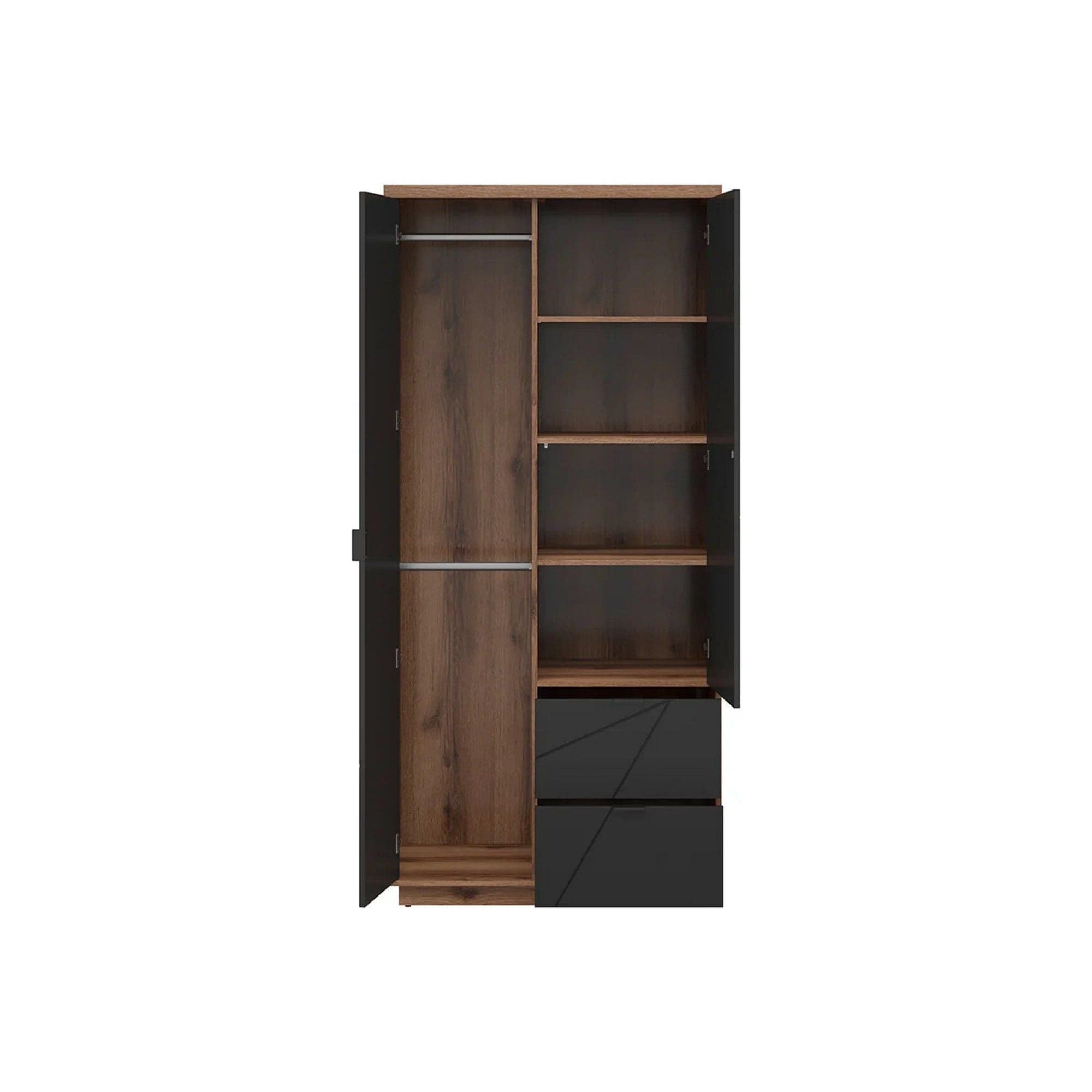 Dulap FORN, nuc/negru mat, PAL melaminat, cu 2 usi si 2 sertare, 94x57x201 cm