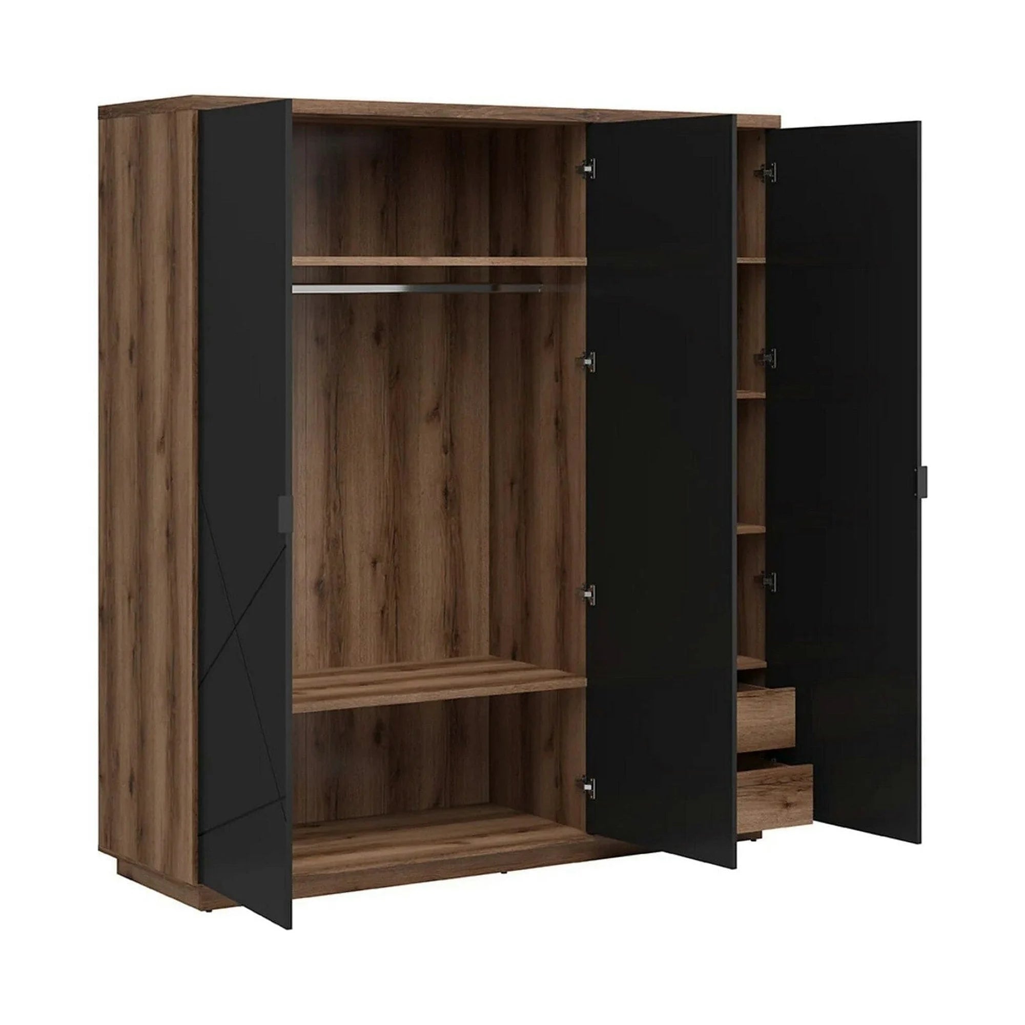 Dulap FORN, nuc/negru mat, PAL melaminat, cu 3 usi, 180x57x201 cm