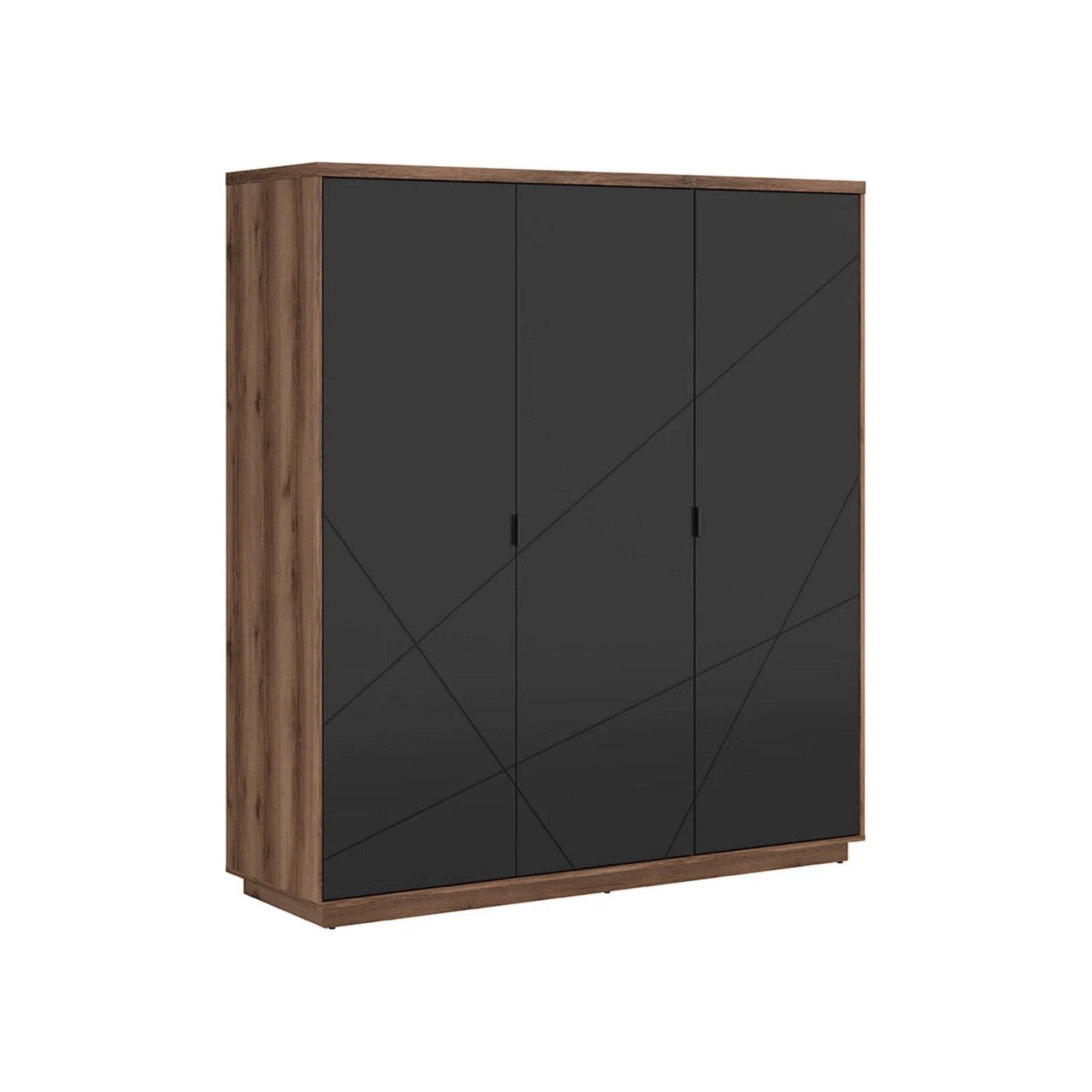 Dulap FORN, nuc/negru mat, PAL melaminat, cu 3 usi, 180x57x201 cm