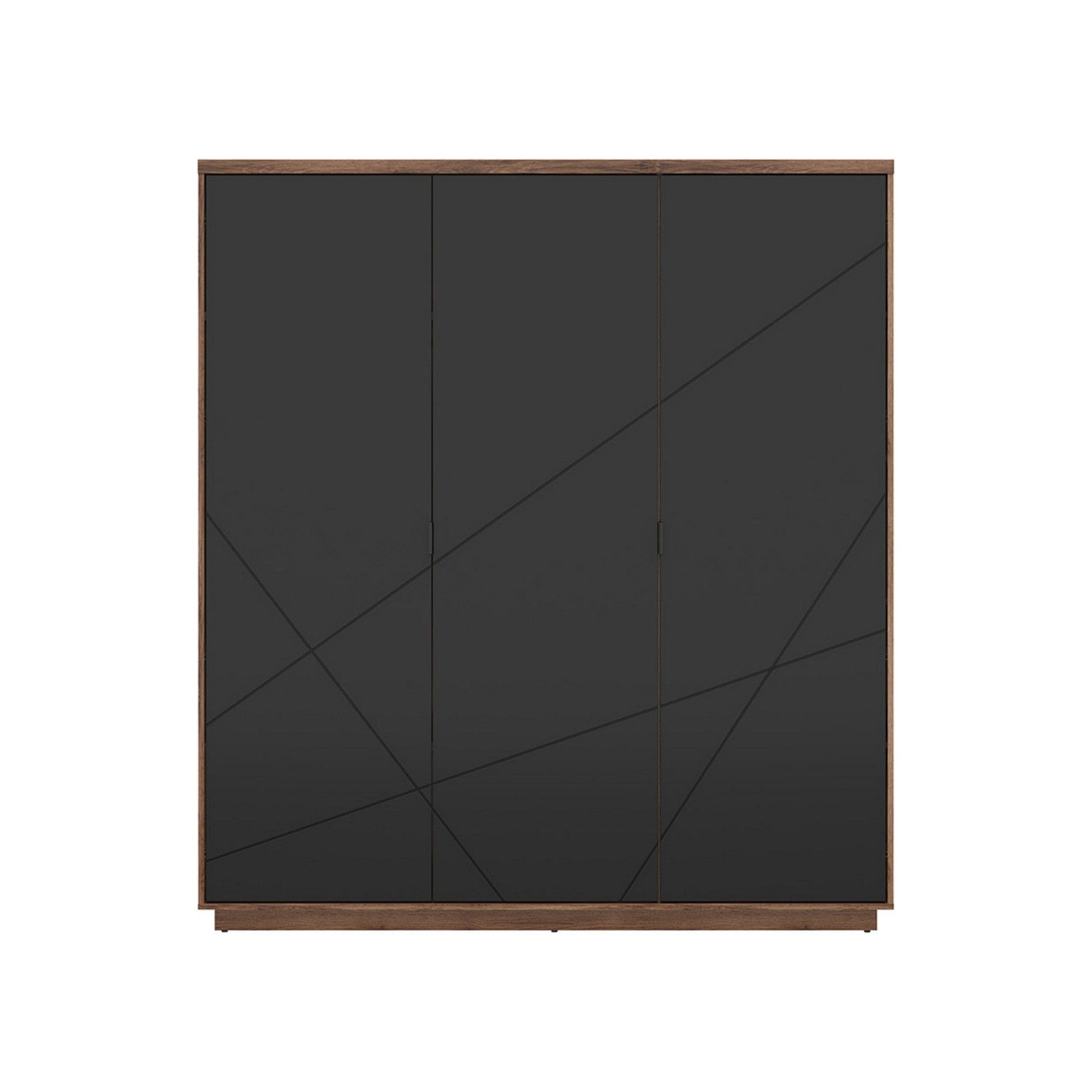 Dulap FORN, nuc/negru mat, PAL melaminat, cu 3 usi, 180x57x201 cm