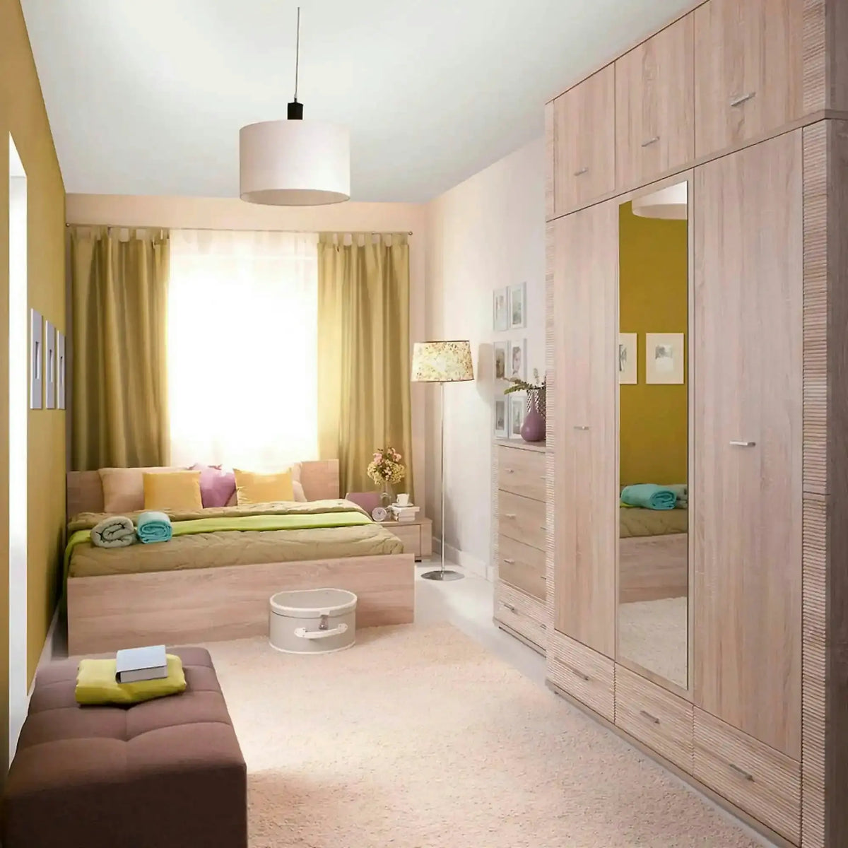 Dulap GRAND tip 2, stejar sonoma, PAL laminat, cu 3 usi si 3 sertare, 161x55x192 cm