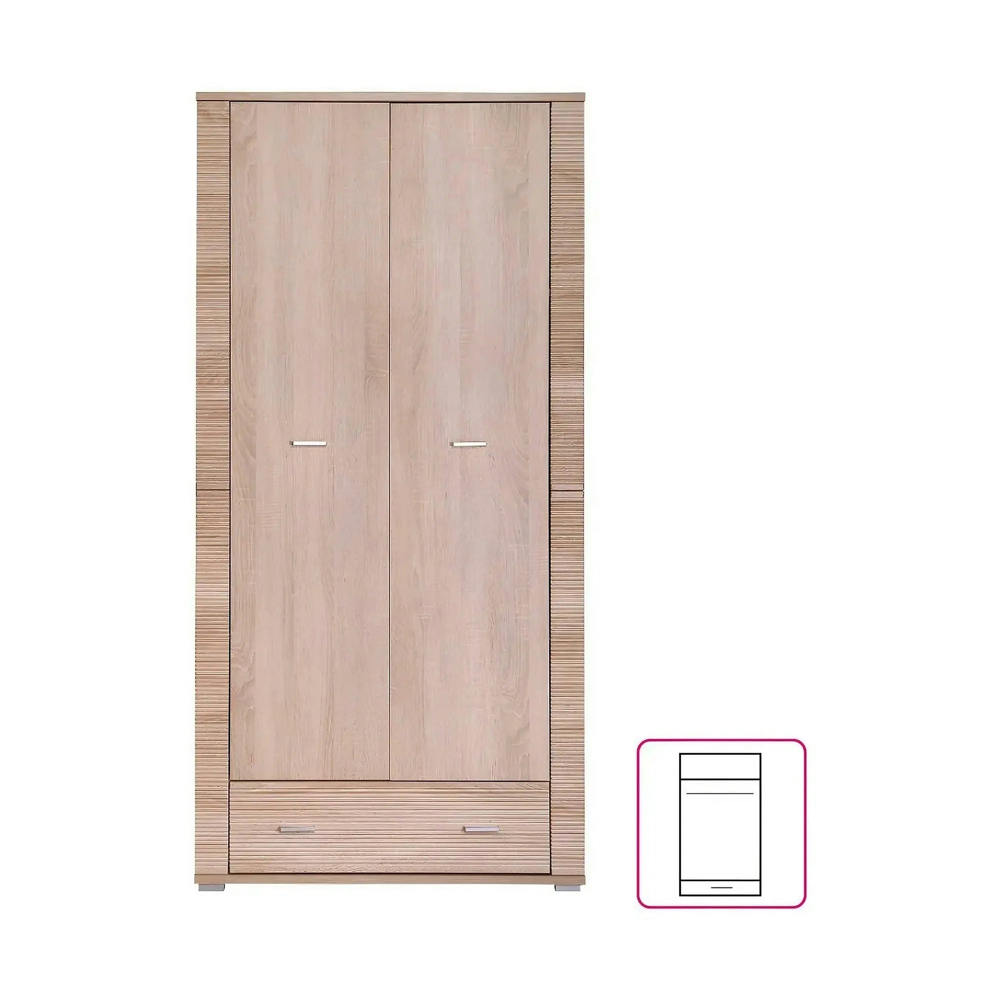 Dulap GRAND tip 3, stejar sonoma, PAL laminat, cu 2 usi si un sertar, 93x55x192 cm