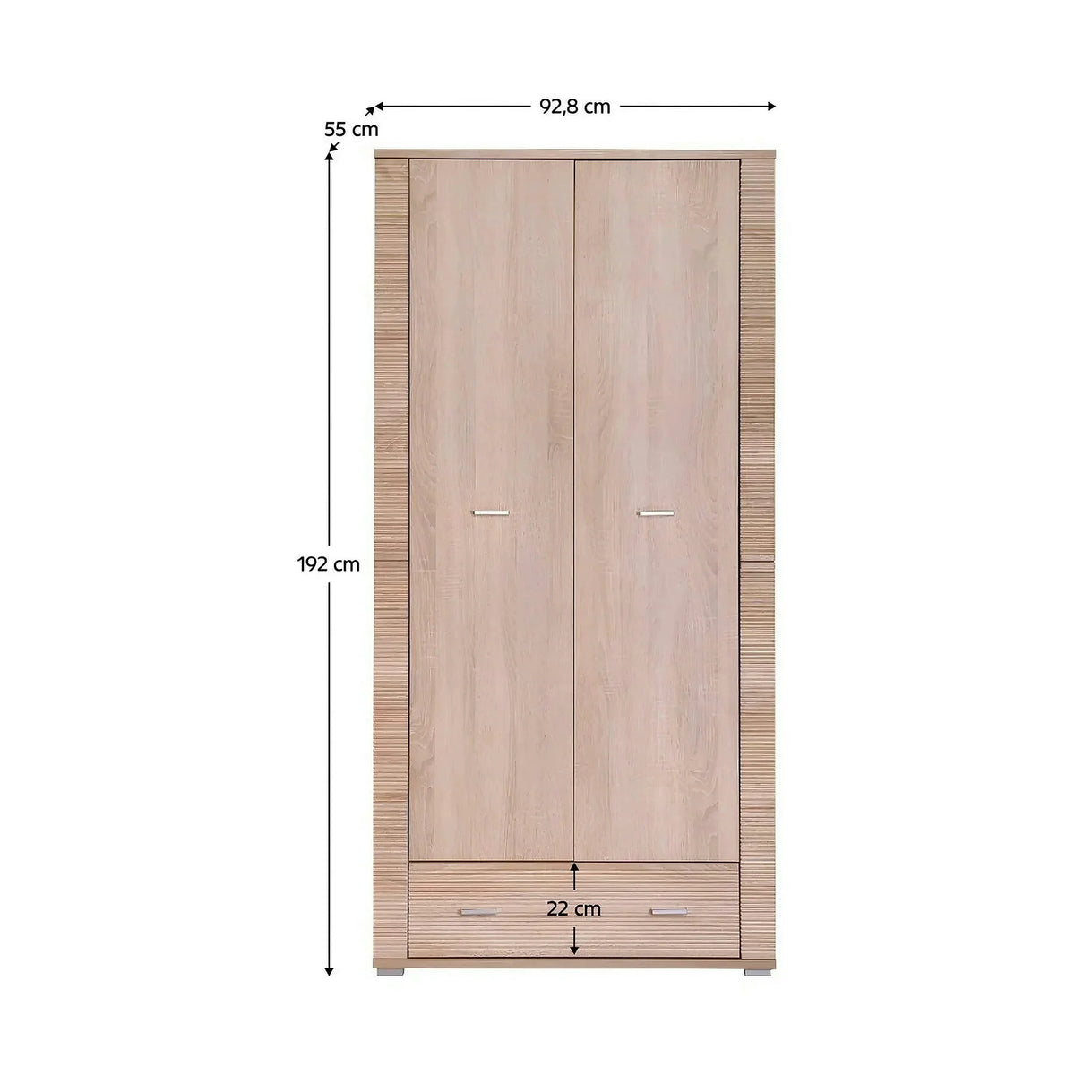 Dulap GRAND tip 3, stejar sonoma, PAL laminat, cu 2 usi si un sertar, 93x55x192 cm