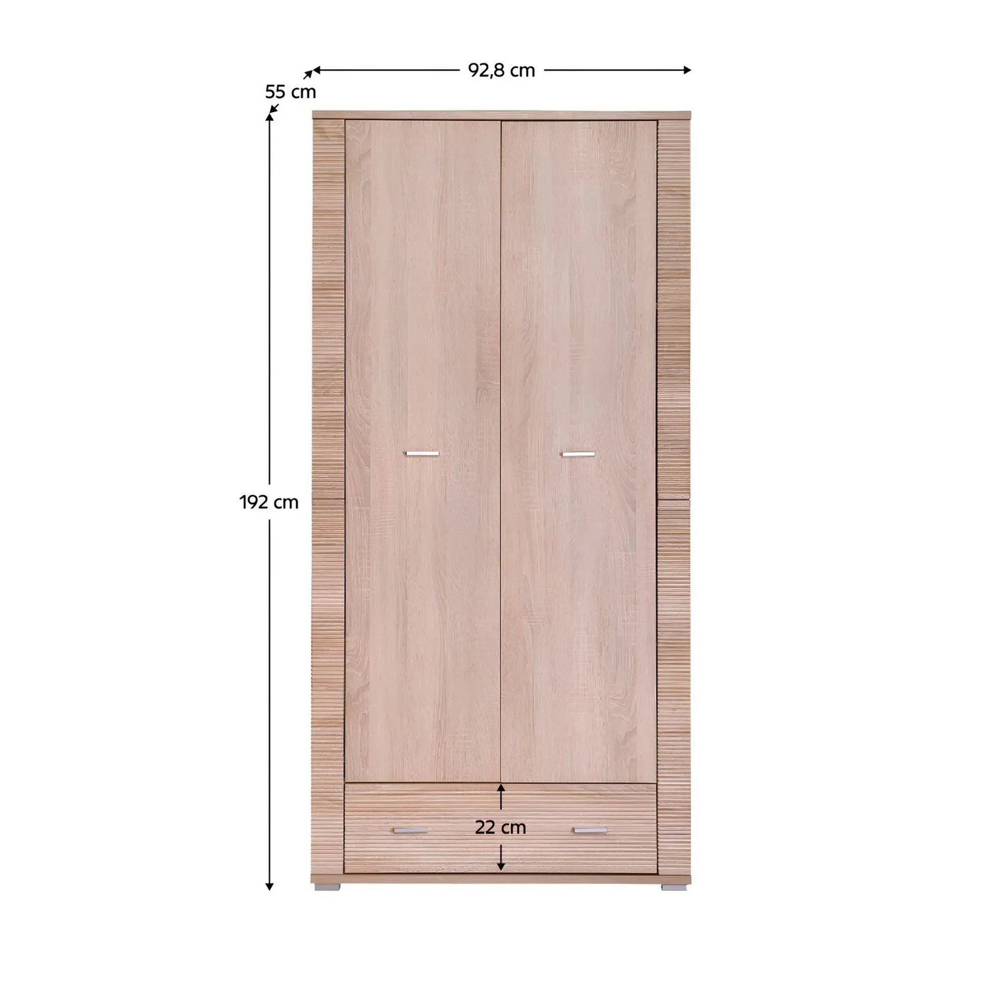 Dulap GRAND tip 3, stejar sonoma, PAL laminat, cu 2 usi si un sertar, 93x55x192 cm