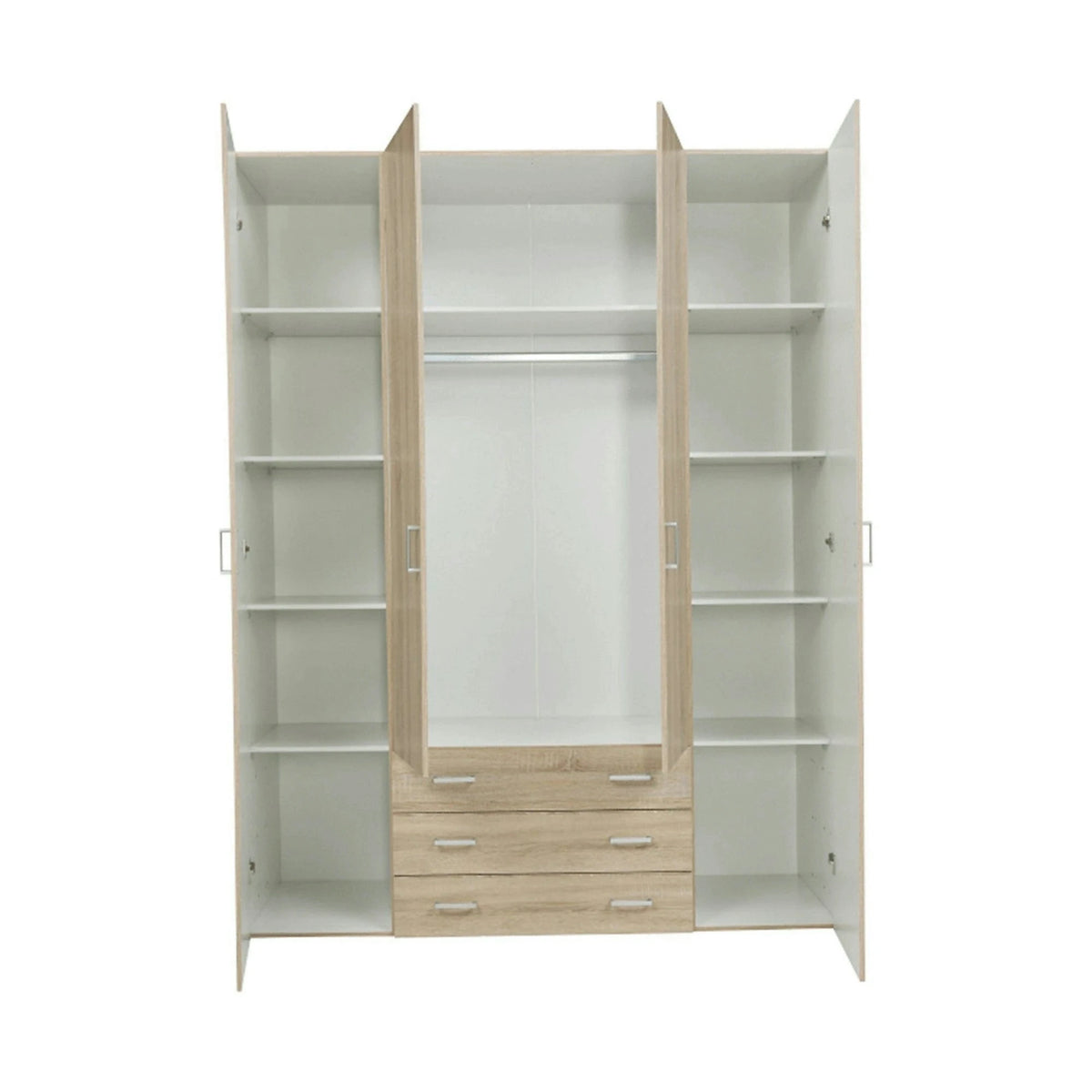 Dulap GWEN 70429, stejar sonoma, PAL, cu 4 usi si 3 sertare, 154x50x200 cm