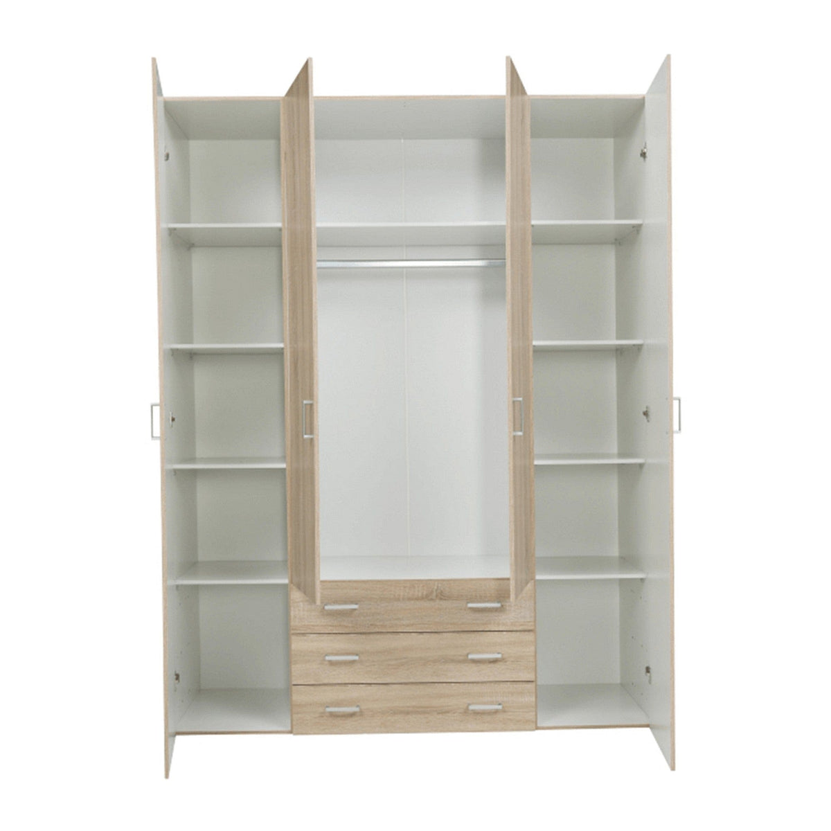 Dulap GWEN 70429, stejar sonoma, PAL, cu 4 usi si 3 sertare, 154x50x200 cm