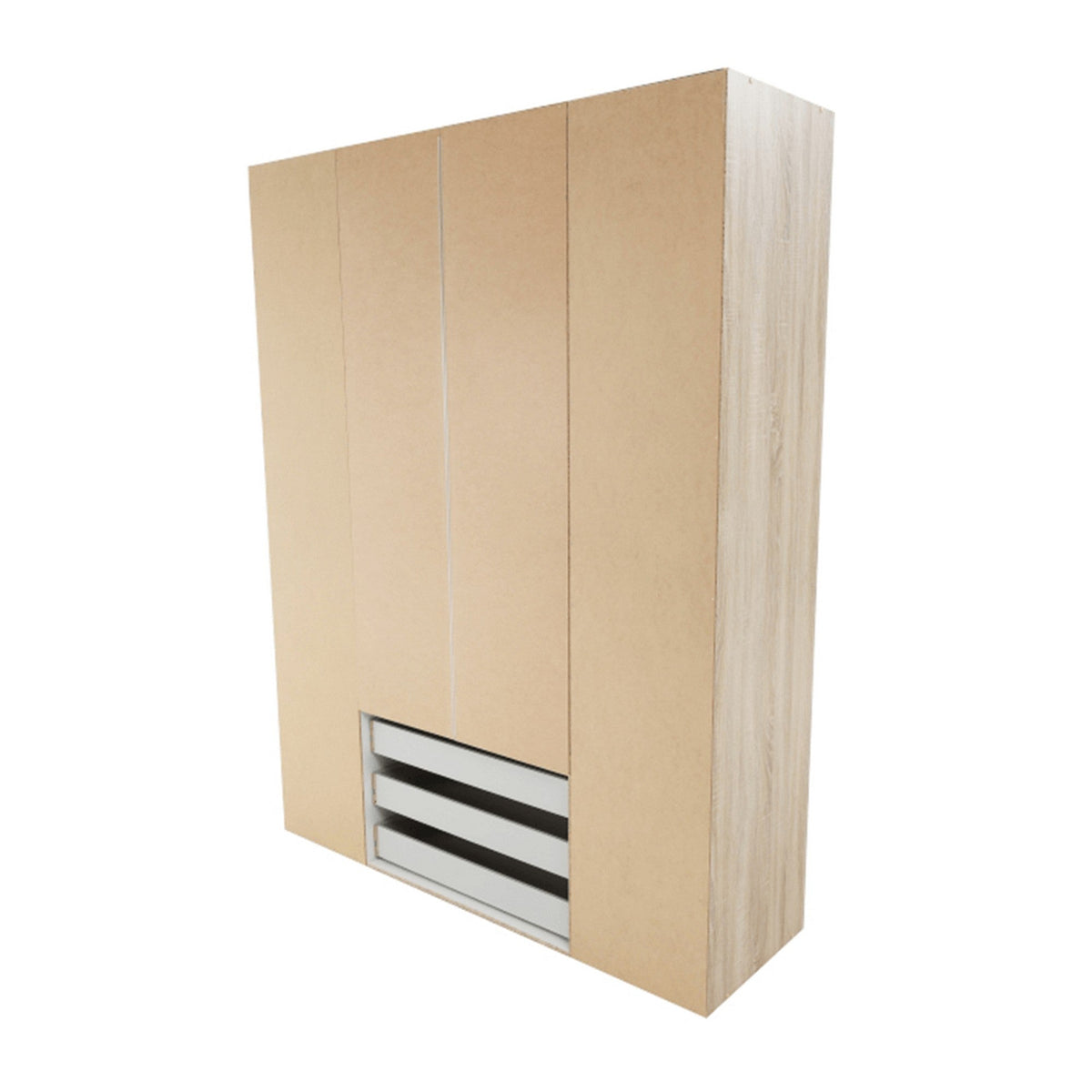 Dulap GWEN 70429, stejar sonoma, PAL, cu 4 usi si 3 sertare, 154x50x200 cm