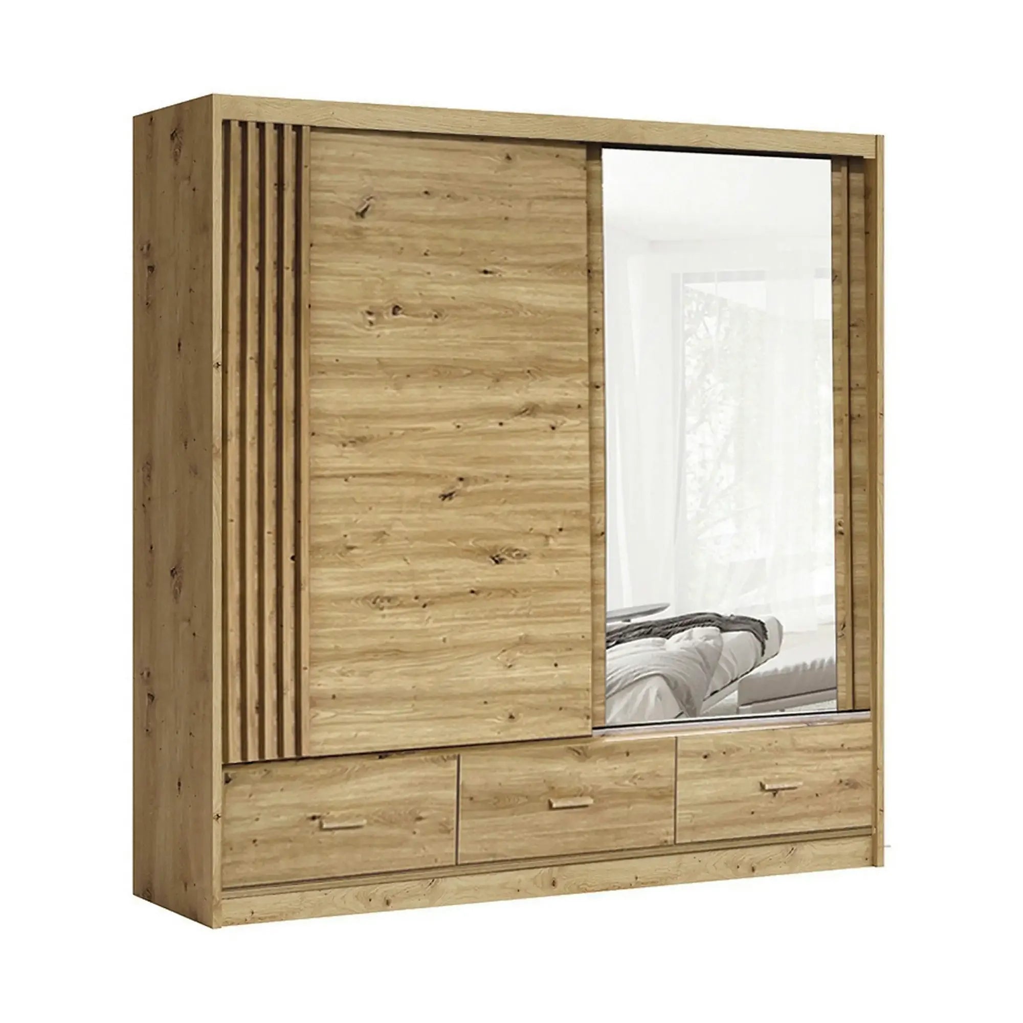 Dulap haine dressing CANADA CA1-200, stejar artisan, PAL, cu 2 usi si 3 sertare, 200x60x215 cm