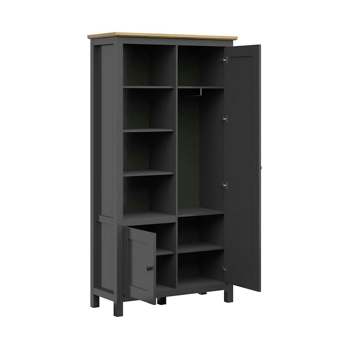 Dulap HESEN, gri grafit/stejar artisan, PAL melaminat, cu 2 usi, 106x44x203 cm
