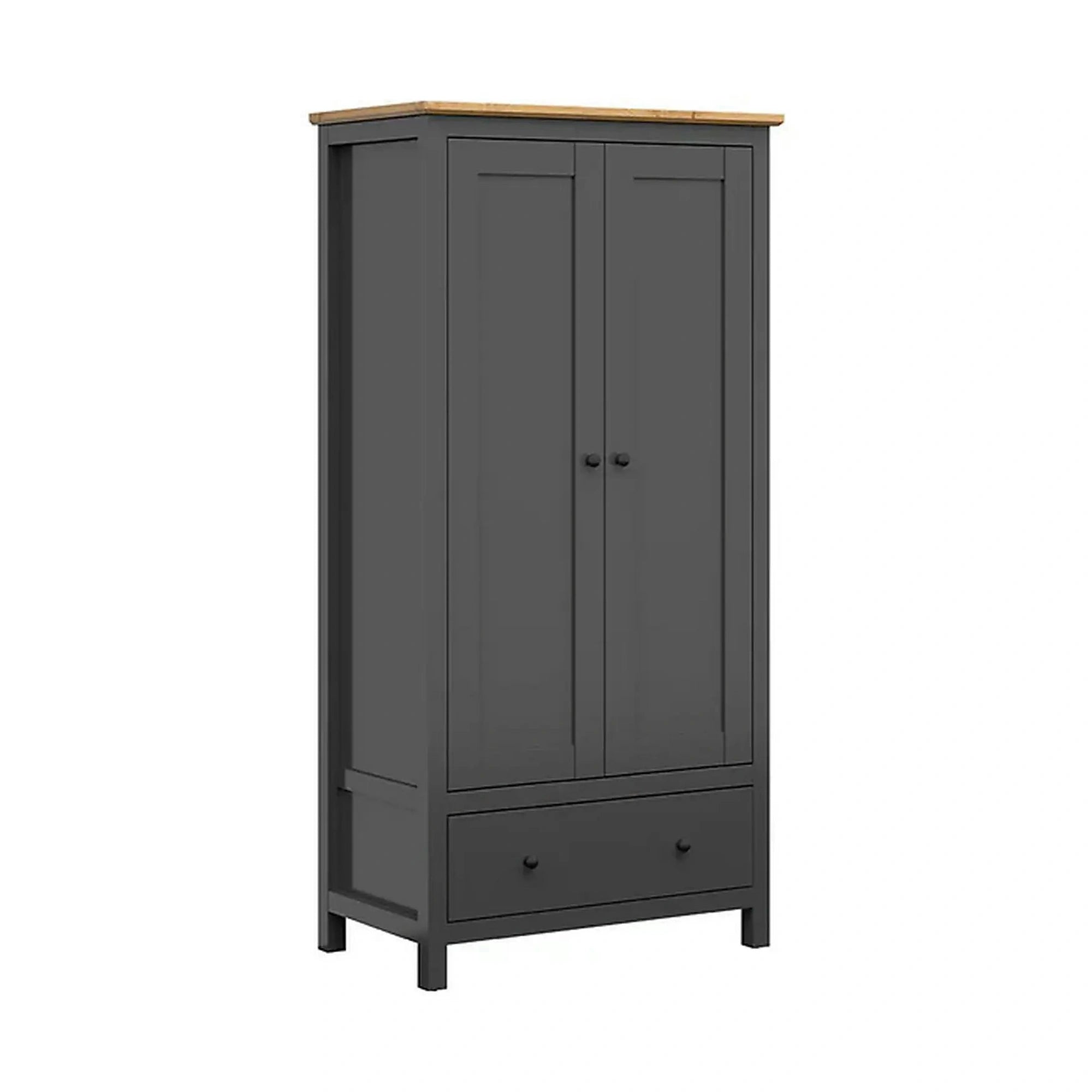 Dulap HESEN, gri grafit/stejar artisan, PAL melaminat, cu 2 usi si un sertar, 101x57x203 cm