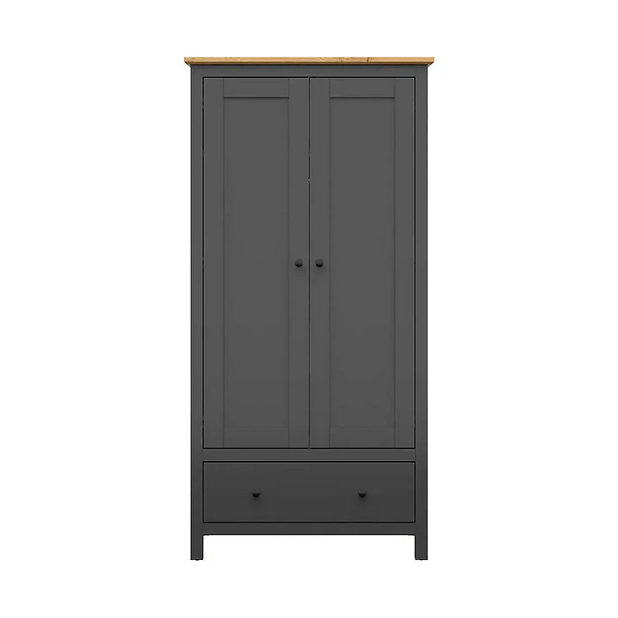 Dulap HESEN, gri grafit/stejar artisan, PAL melaminat, cu 2 usi si un sertar, 101x57x203 cm