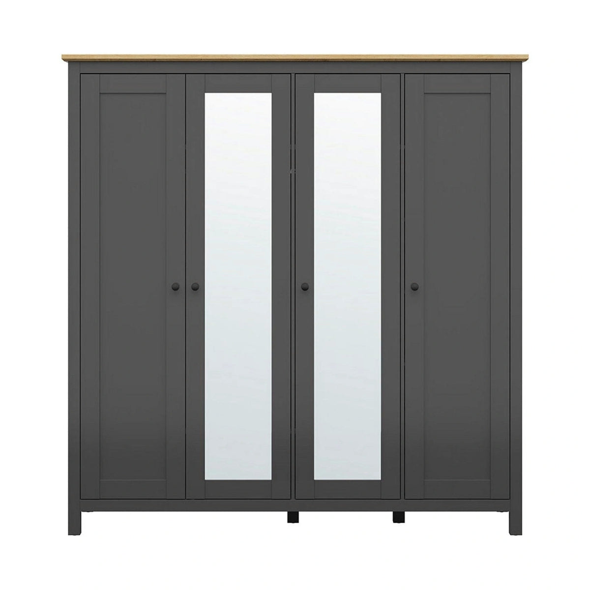 Dulap HESEN, gri grafit/stejar artisan, PAL melaminat, cu 4 usi, 197x57x203 cm
