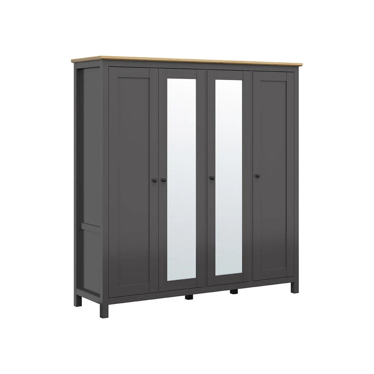 Dulap HESEN, gri grafit/stejar artisan, PAL melaminat, cu 4 usi, 197x57x203 cm