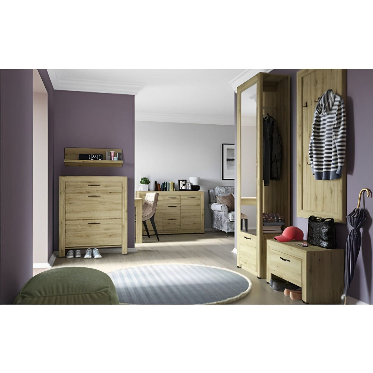 Dulap hol SAPORI, stejar navarra, PAL laminat, 60x36x217 cm