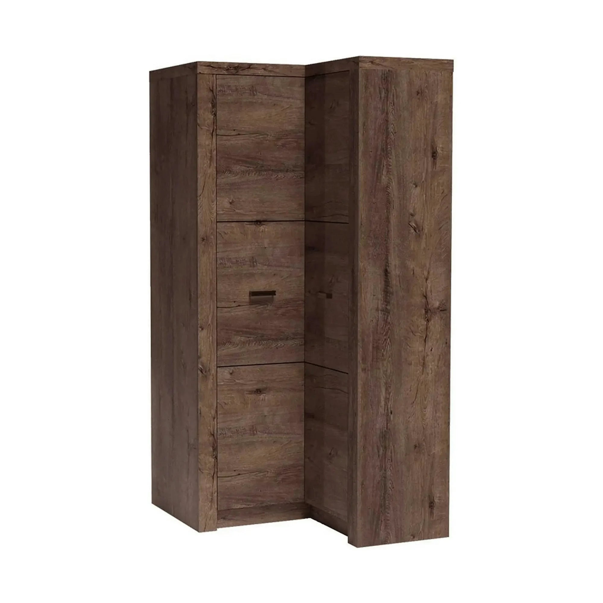Dulap INFINITY 14, frasin inchis, PAL melaminat, cu 2 usi, 90/106x58/42x192 cm