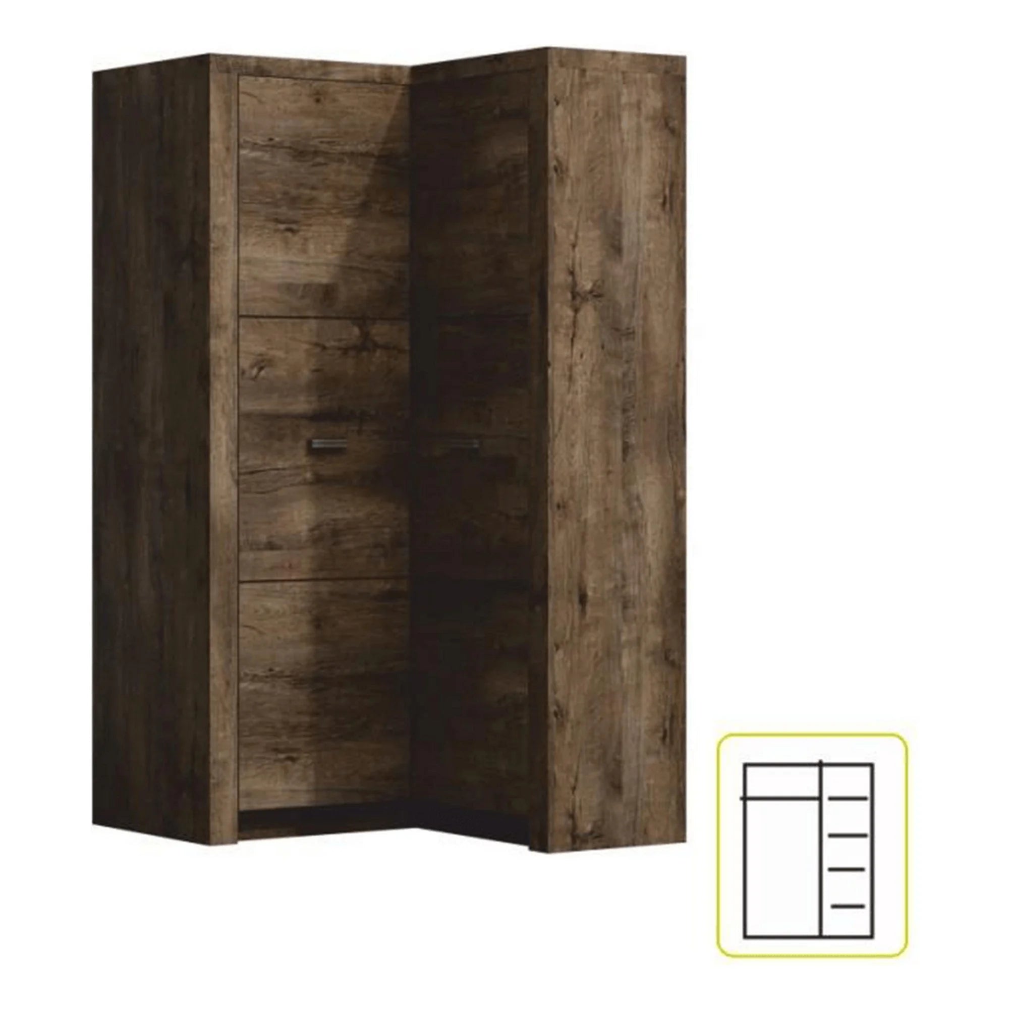 Dulap INFINITY 14, frasin inchis, PAL melaminat, cu 2 usi, 90/106x58/42x192 cm