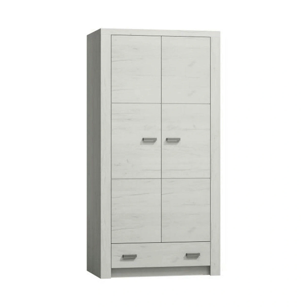 Dulap INFINITY I-01, frasin alb, PAL melaminat, cu 2 usi si un sertar, 96x58x192 cm
