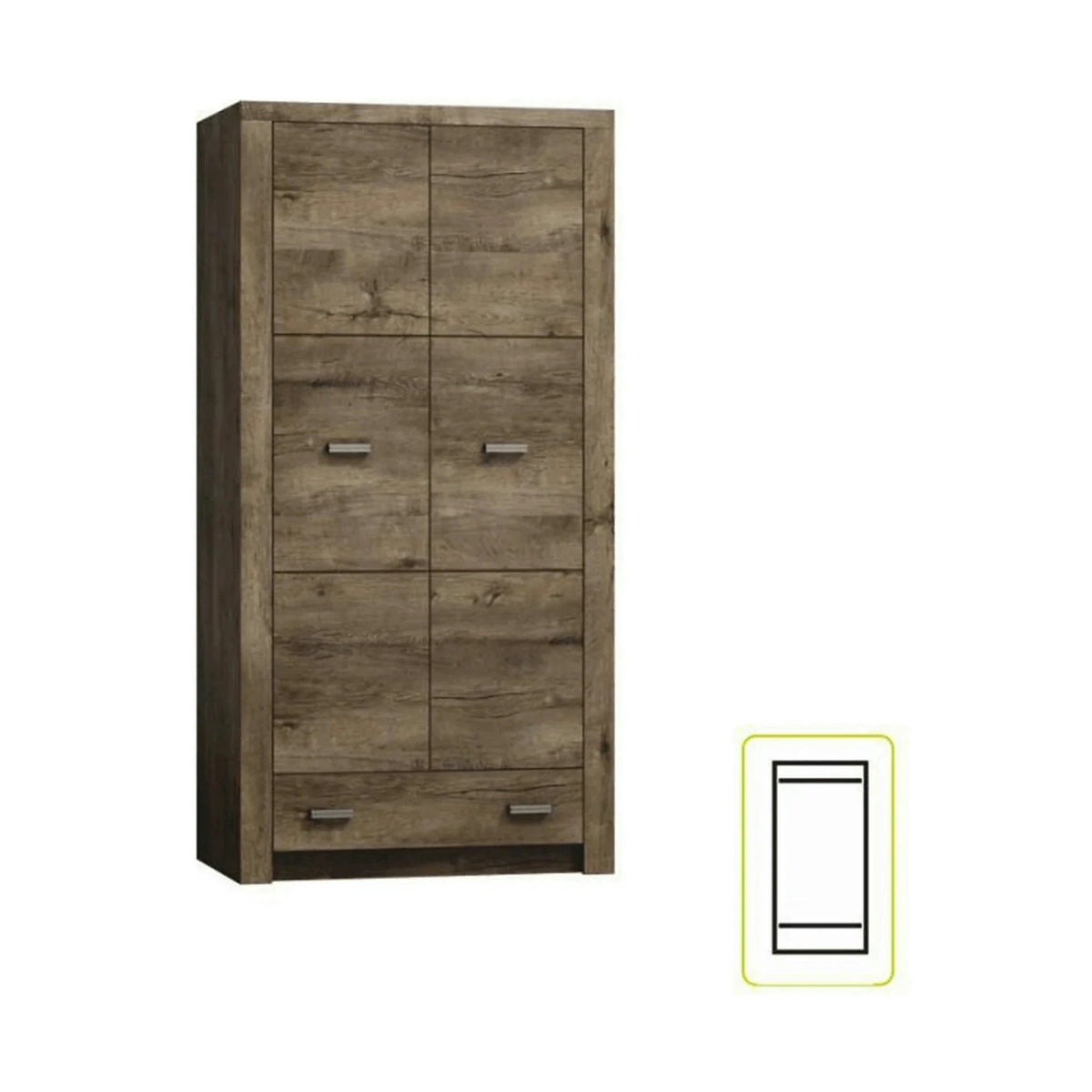 Dulap INFINITY I-01, frasin inchis, PAL melaminat, cu 2 usi si un sertar, 96x58x192 cm