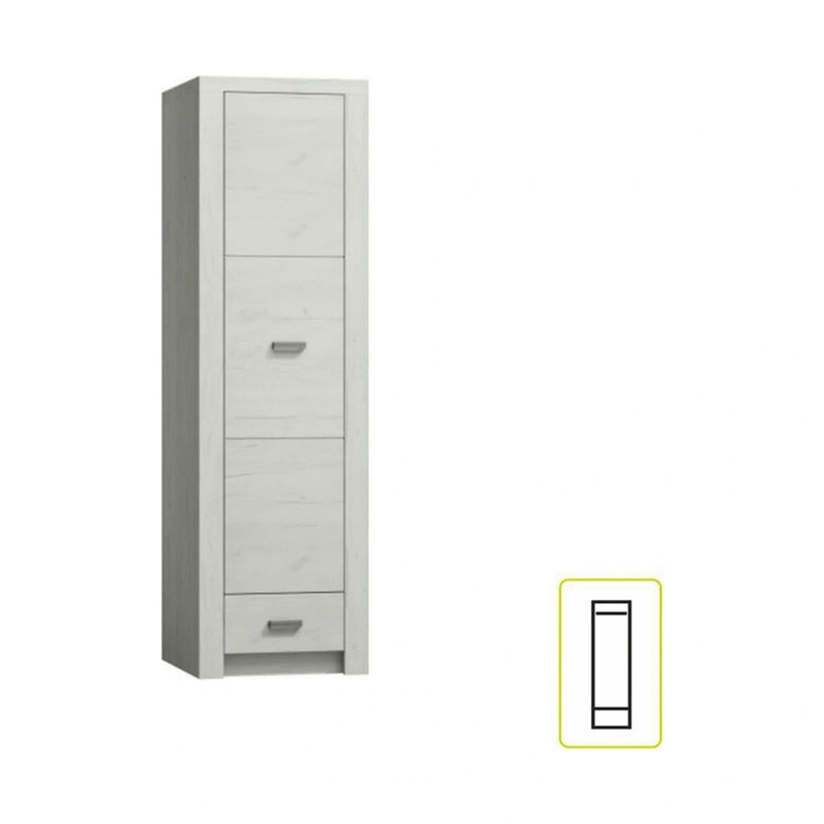 Dulap INFINITY I-02, frasin alb, PAL melaminat, cu o usa si un sertar, 56x58x192 cm