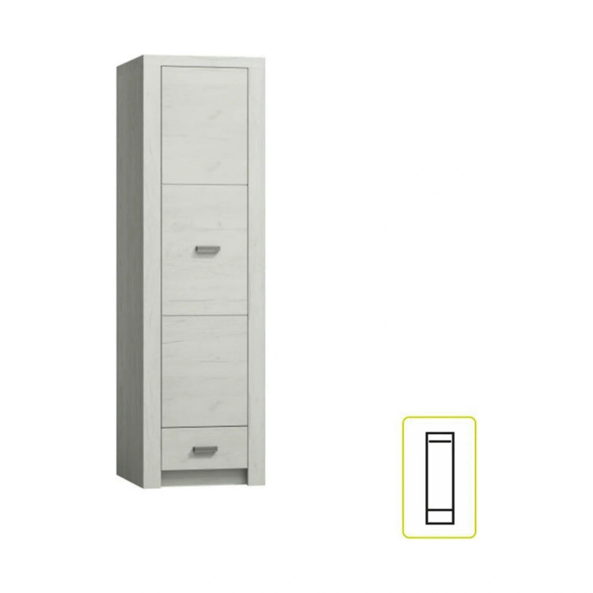 Dulap INFINITY I-02, frasin alb, PAL melaminat, cu o usa si un sertar, 56x58x192 cm