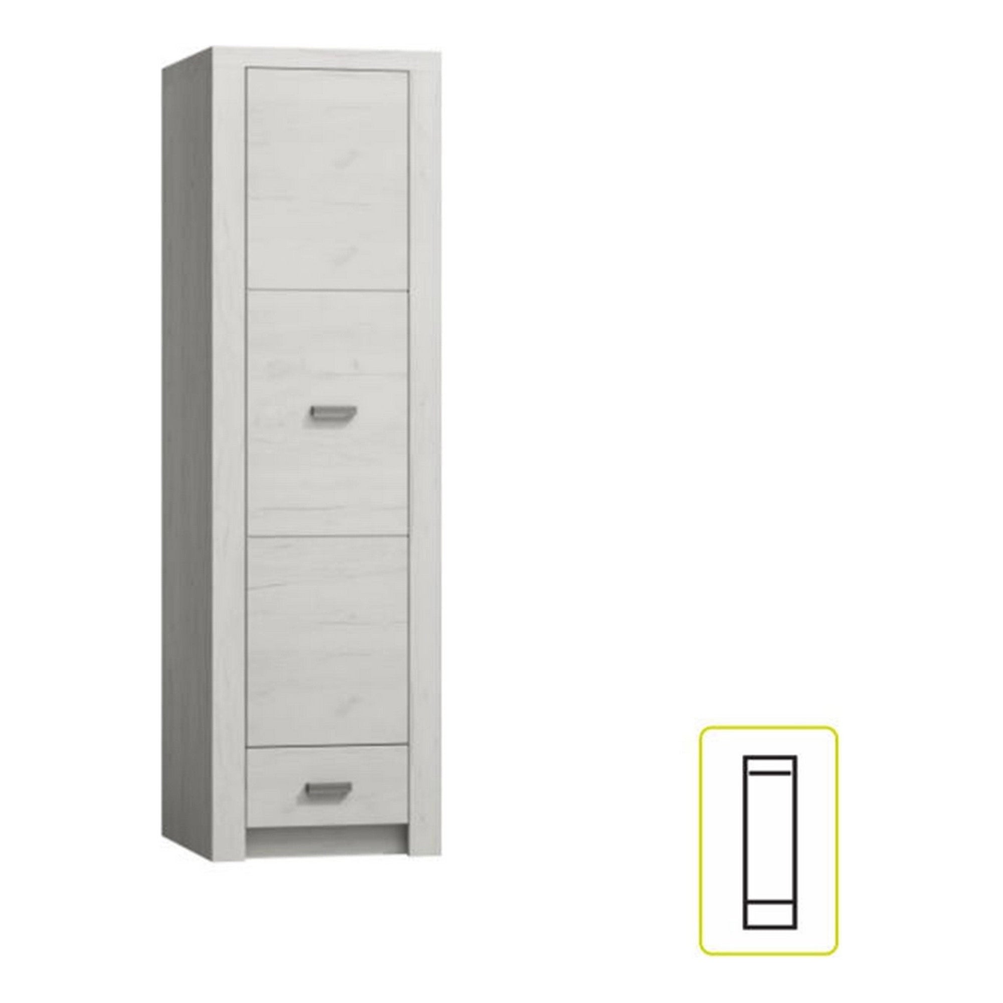 Dulap INFINITY I-02, frasin alb, PAL melaminat, cu o usa si un sertar, 56x58x192 cm