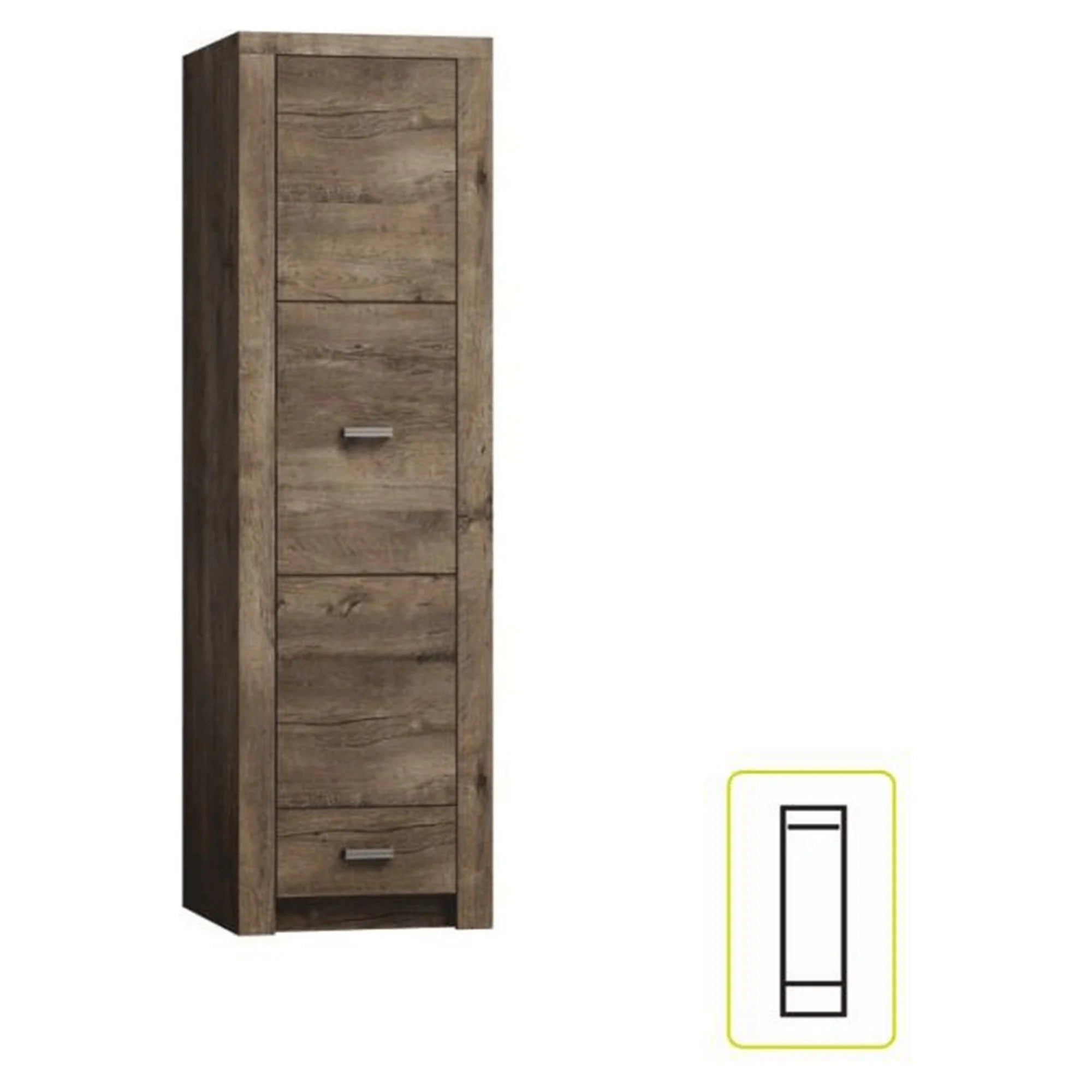 Dulap INFINITY I-02, frasin inchis, PAL melaminat, cu o usa si un raft, 56x58x192 cm