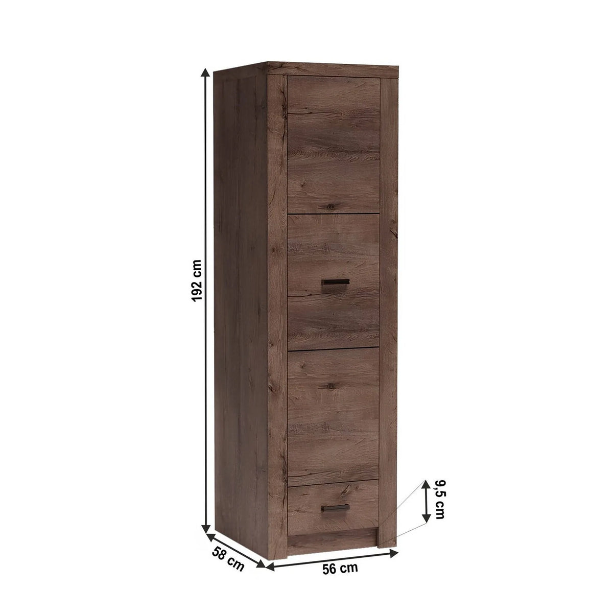 Dulap INFINITY I-02, frasin inchis, PAL melaminat, cu o usa si un raft, 56x58x192 cm