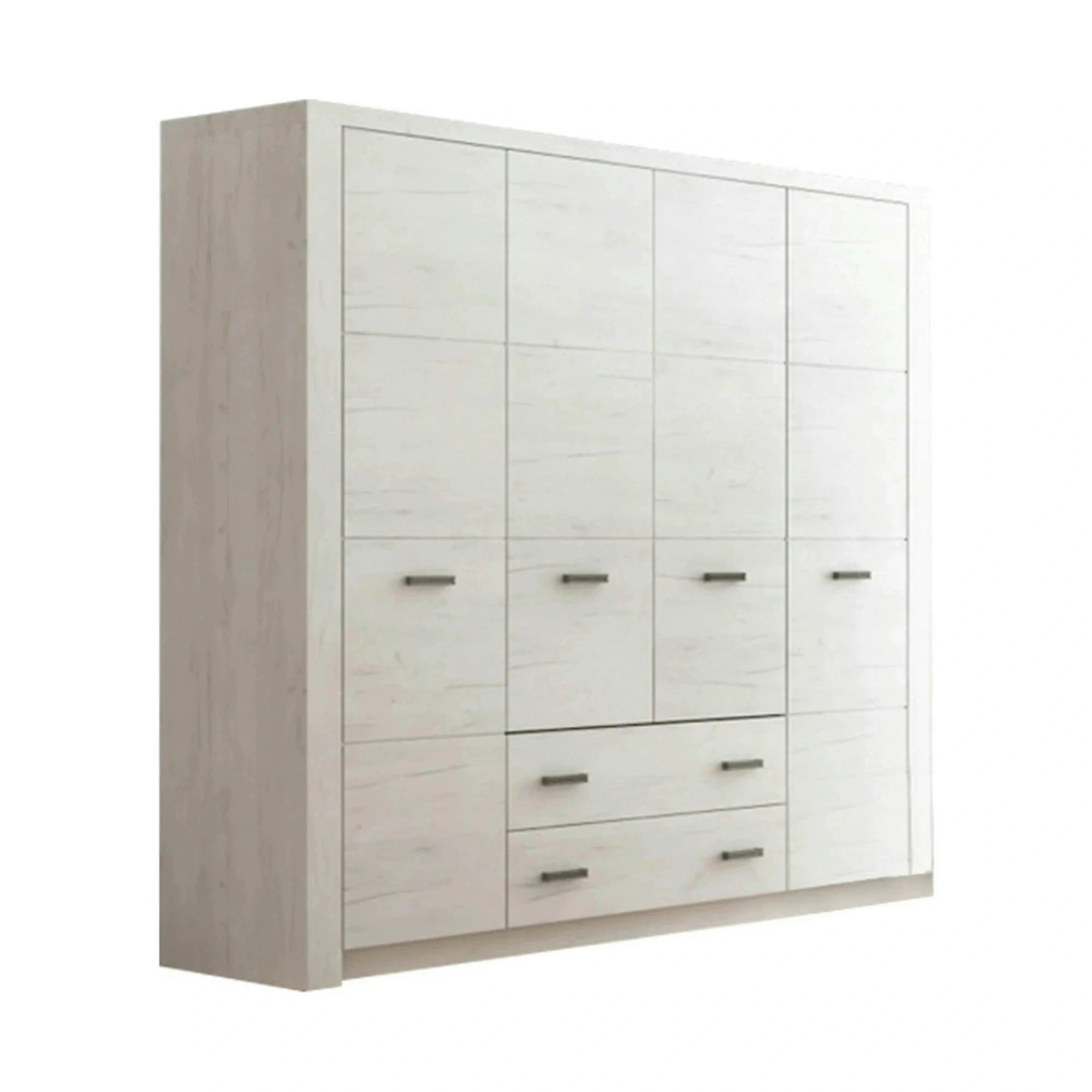 Dulap INFINITY I-18, frasin alb, PAL melaminat, cu 4 usi si 2 sertare, 178x58x214 cm