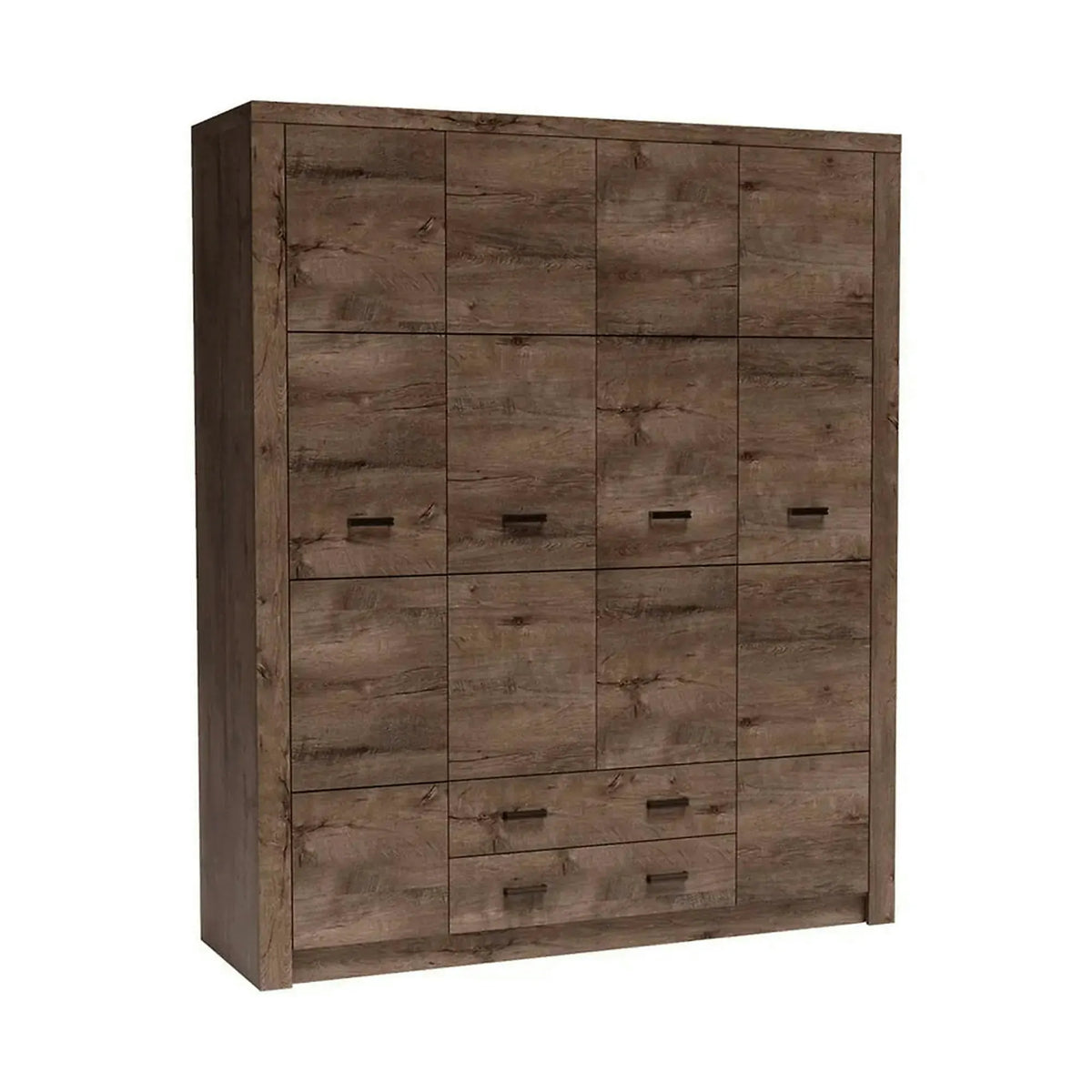Dulap INFINITY I-18, frasin inchis, PAL melaminat, cu 4 usi si 2 sertare, 178x58x214 cm