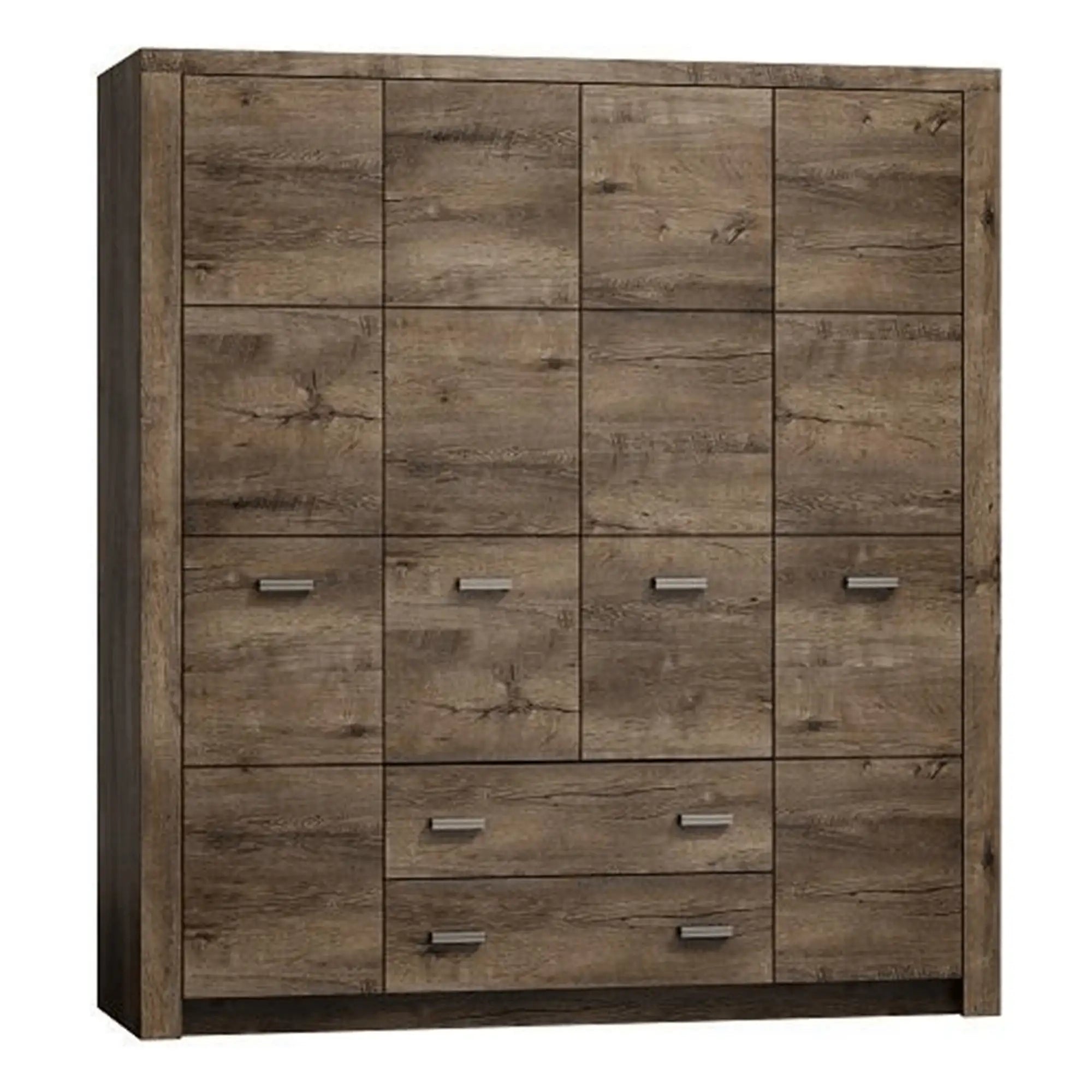 Dulap INFINITY I-18, frasin inchis, PAL melaminat, cu 4 usi si 2 sertare, 178x58x214 cm