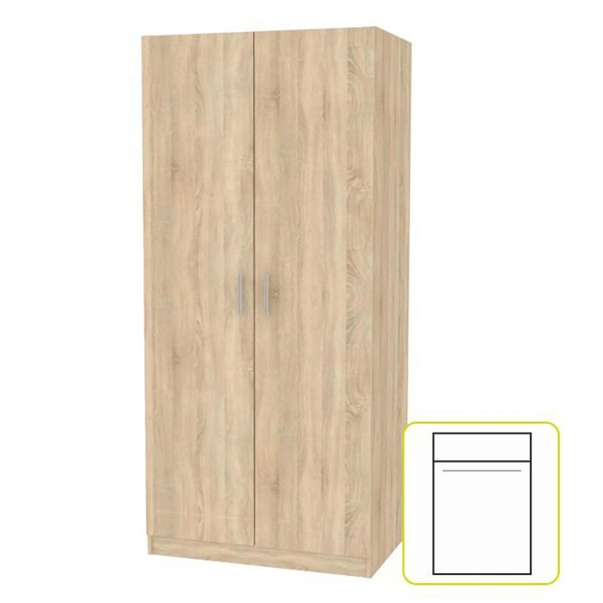 Dulap INVITA, stejar sonoma, PAL melaminat, cu 2 usi, 90x60x200 cm