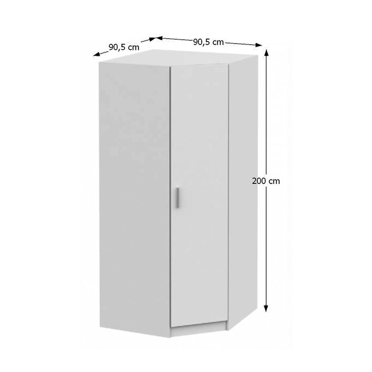 Dulap INVITA Tip 3, alb, PAL melaminat, cu o usa, 91x91x200 cm