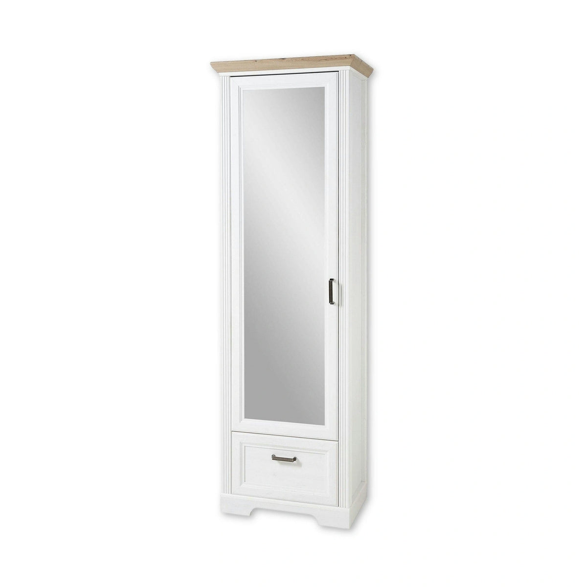 Dulap JASMIN, alb/stejar artisan, PAL, cu o usa si un sertar, 65x41x204 cm