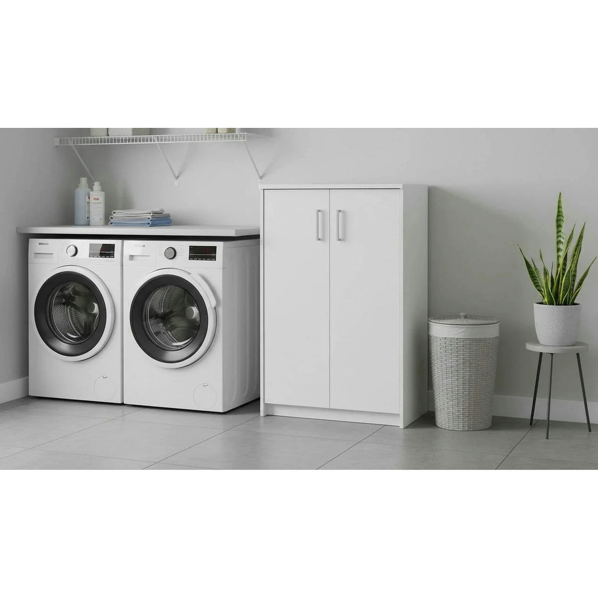 Dulap JOHAN 2 NEW 13, alb, DTD laminat, cu 2 usi, 73x34x116 cm