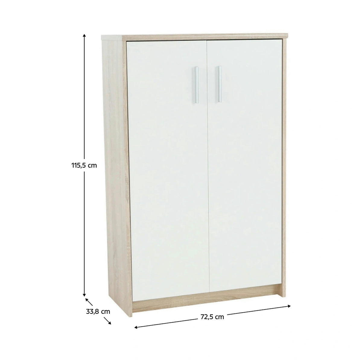 Dulap JOHAN 2 NEW 13, stejar sonoma/alb, PAL melaminat, cu 2 usi, 73x34x116 cm