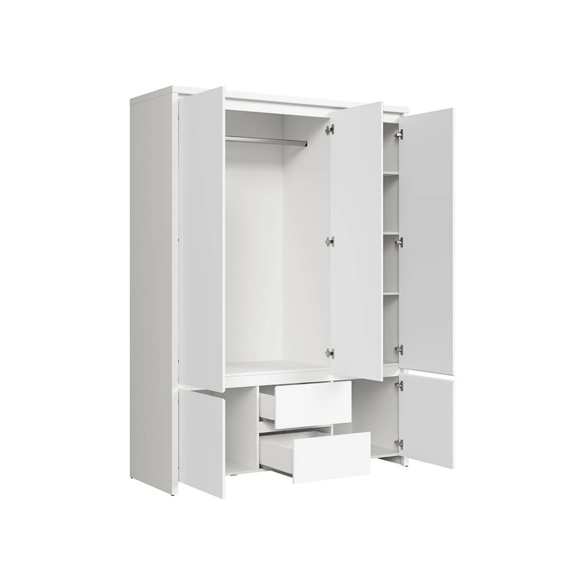 Dulap KASPIAN, alb, PAL, cu 5 usi si 2 sertare, 154x56x211 cm