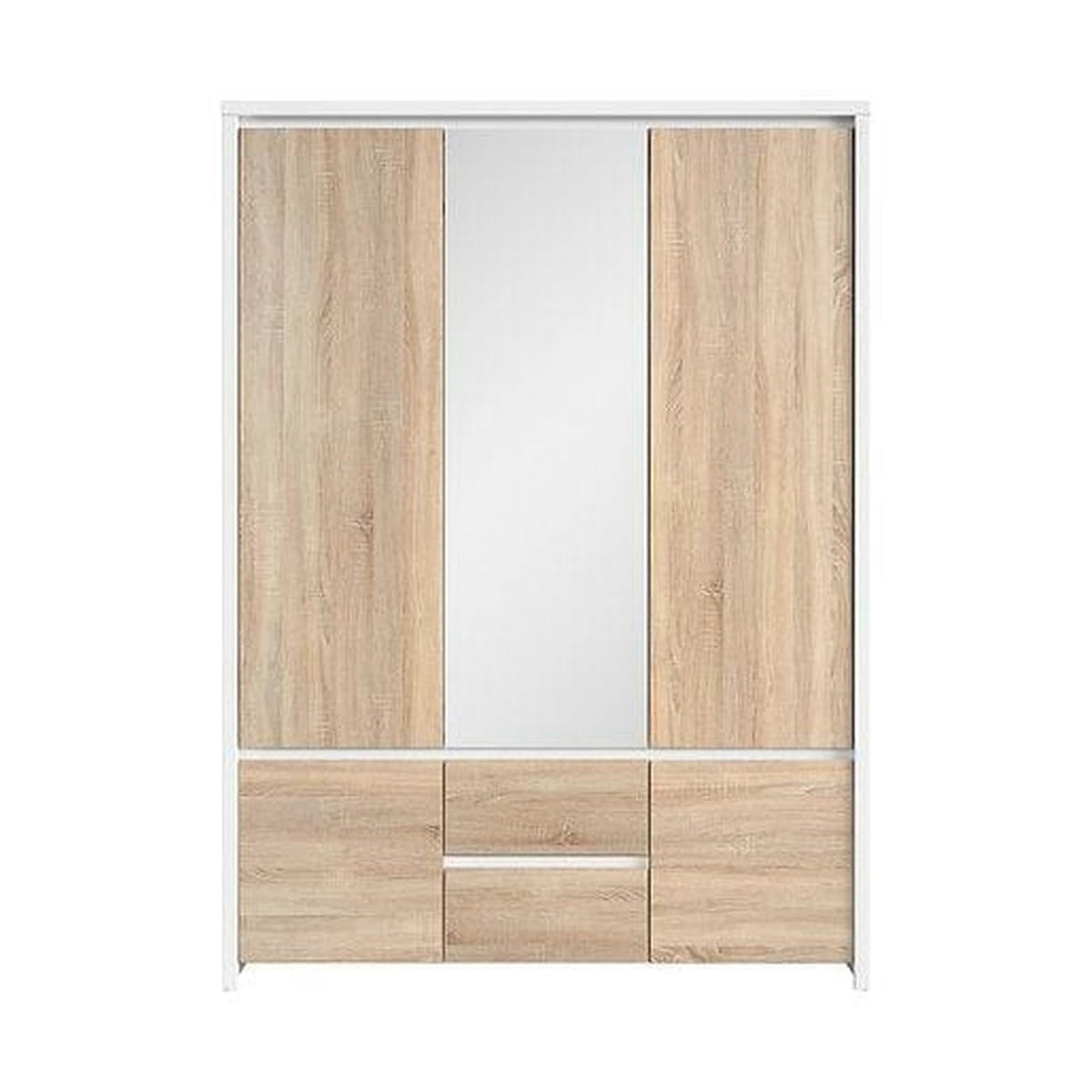 Dulap KASPIAN, stejar sonoma/alb, PAL, cu 5 usi si 2 sertare, 154x56x211 cm