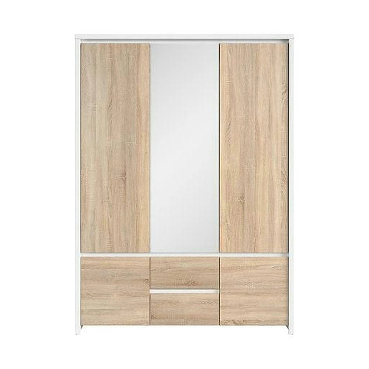 Dulap KASPIAN, stejar sonoma/alb, PAL, cu 5 usi si 2 sertare, 154x56x211 cm
