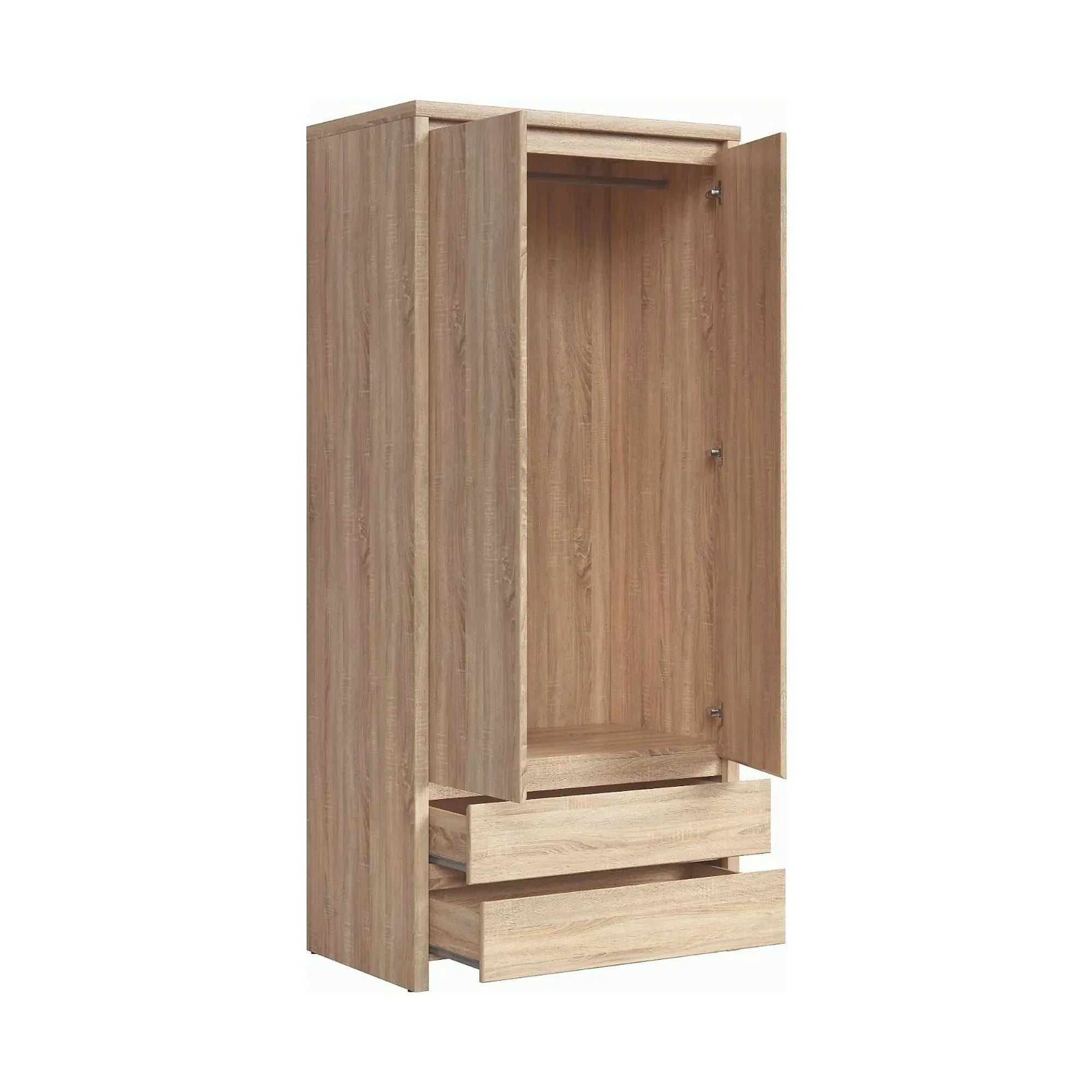 Dulap KASPIAN, stejar sonoma, PAL, cu 2 usi si 2 sertare, 90x56x201 cm