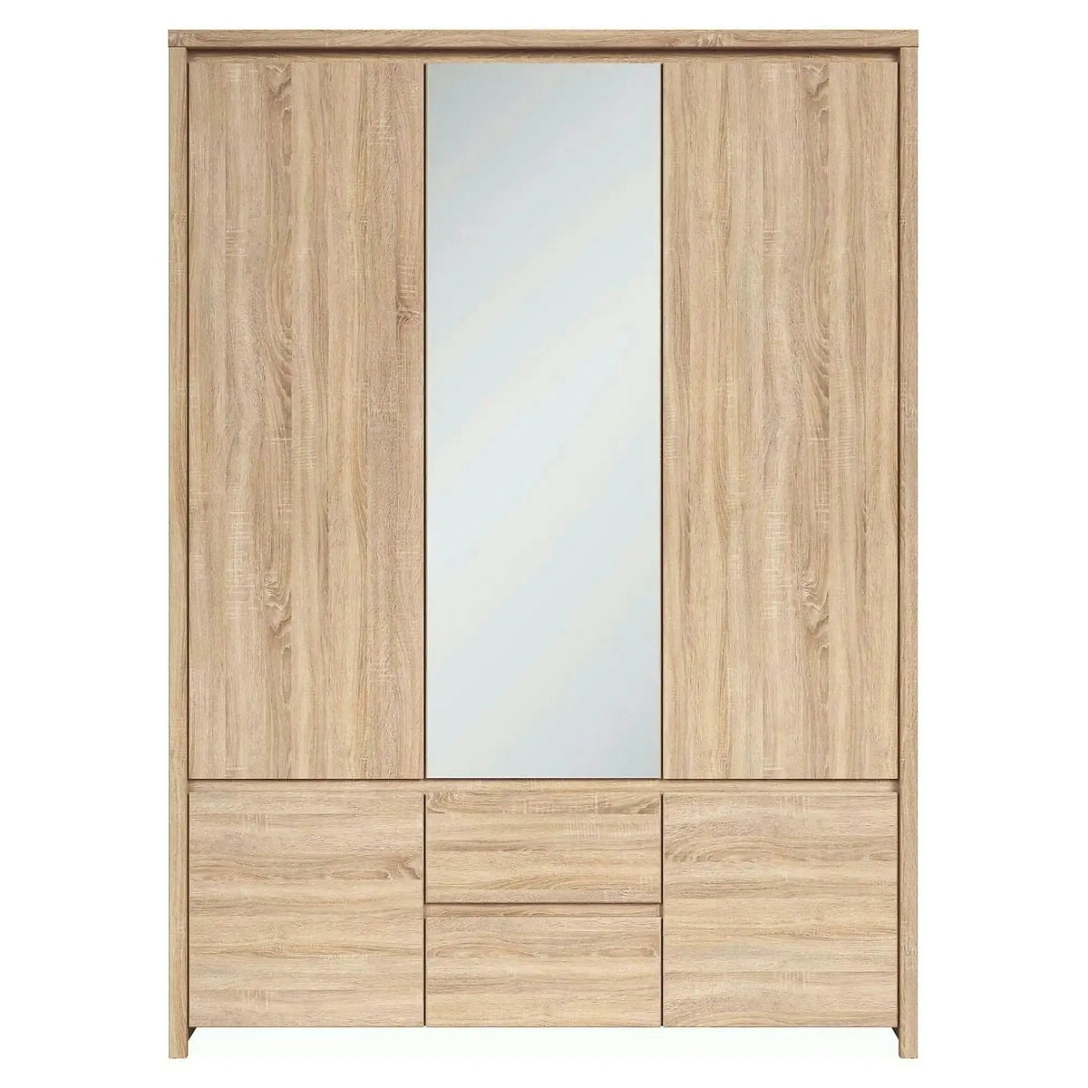 Dulap KASPIAN, stejar sonoma, PAL, cu 5 usi si 2 sertare, 154x56x211 cm