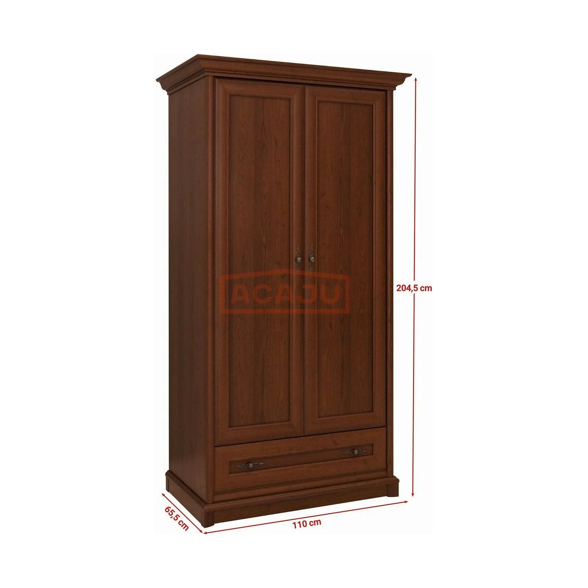 Dulap KENT, castan, PAL, cu 2 usi si un sertar, 110x66x205 cm