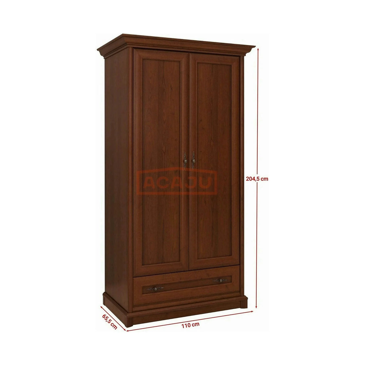 Dulap KENT, castan, PAL, cu 2 usi si un sertar, 110x66x205 cm