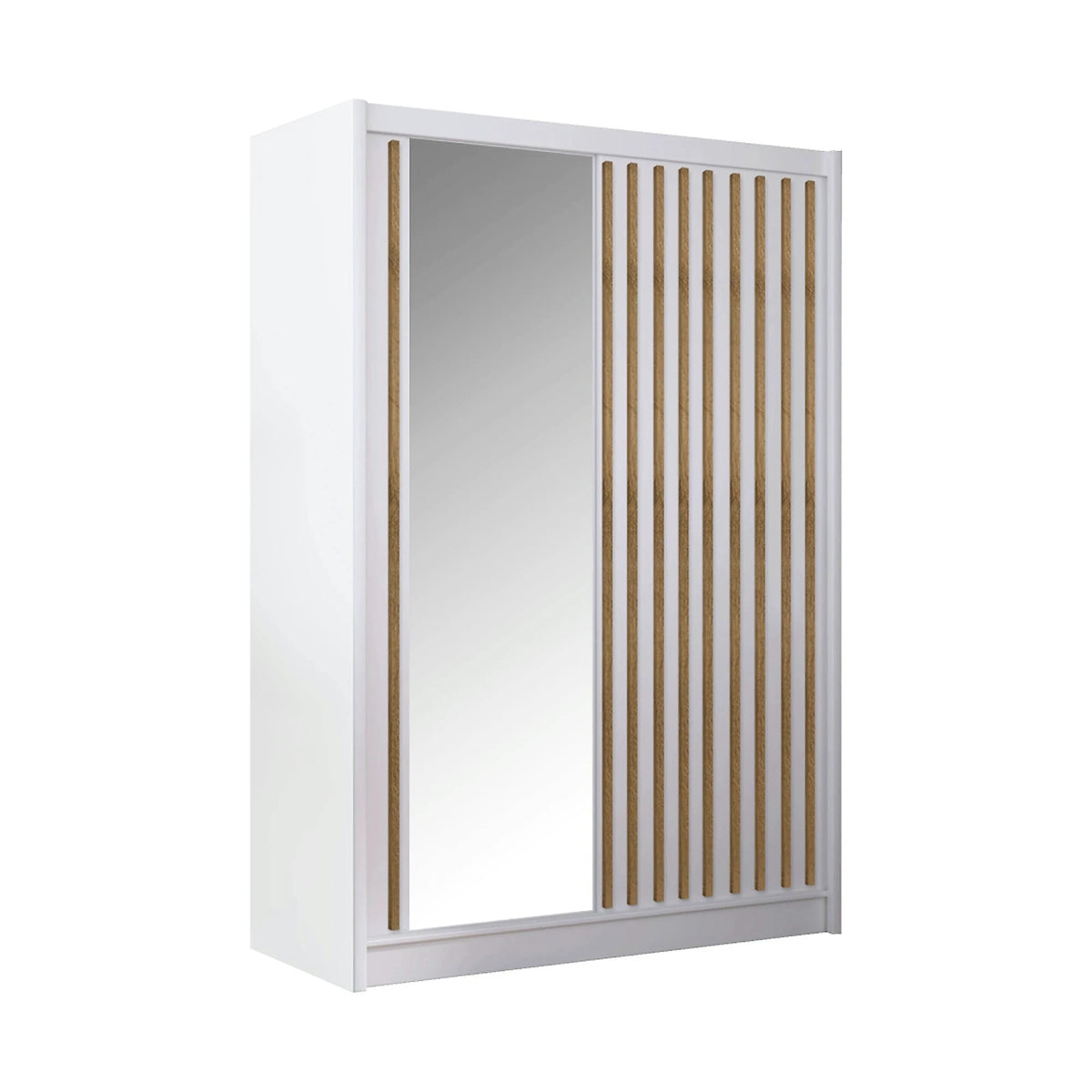 Dulap LADDER, alb/stejar craft, PAL melaminat/sticla, cu 2 usi, 150x61x215 cm