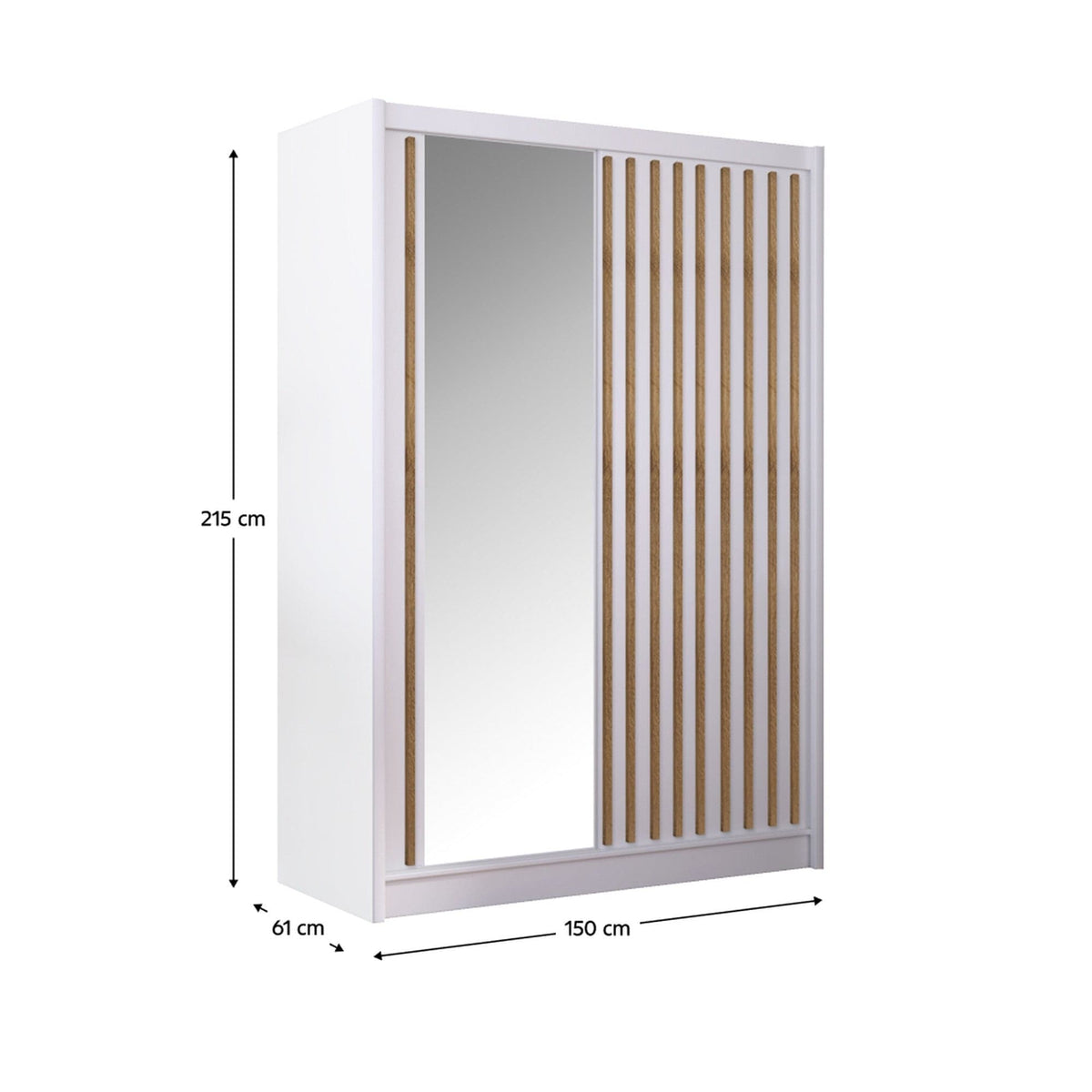 Dulap LADDER, alb/stejar craft, PAL melaminat/sticla, cu 2 usi, 150x61x215 cm