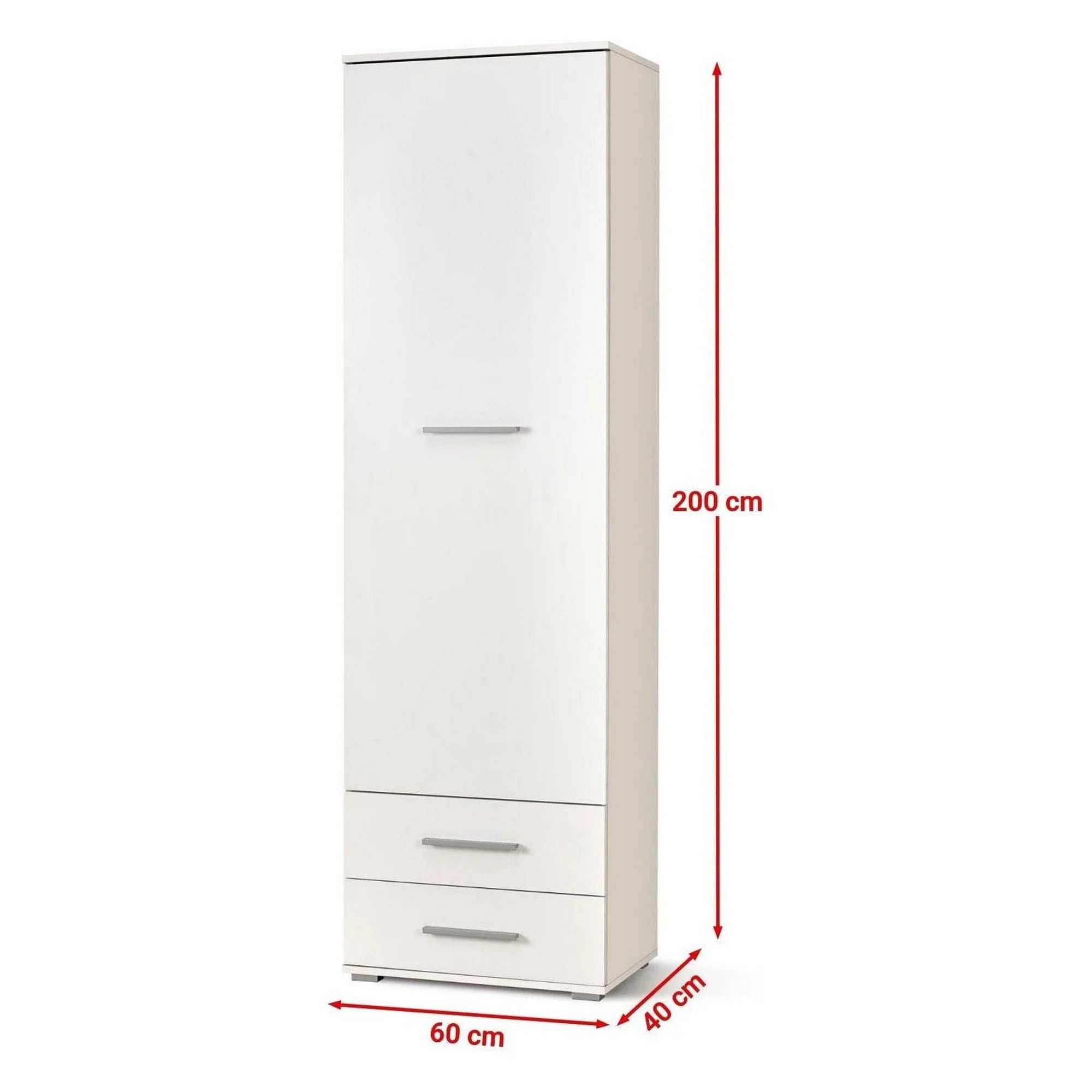 Dulap LIMA REG1, alb, PAL laminat, cu o usa si 2 sertare, 60x40x200 cm