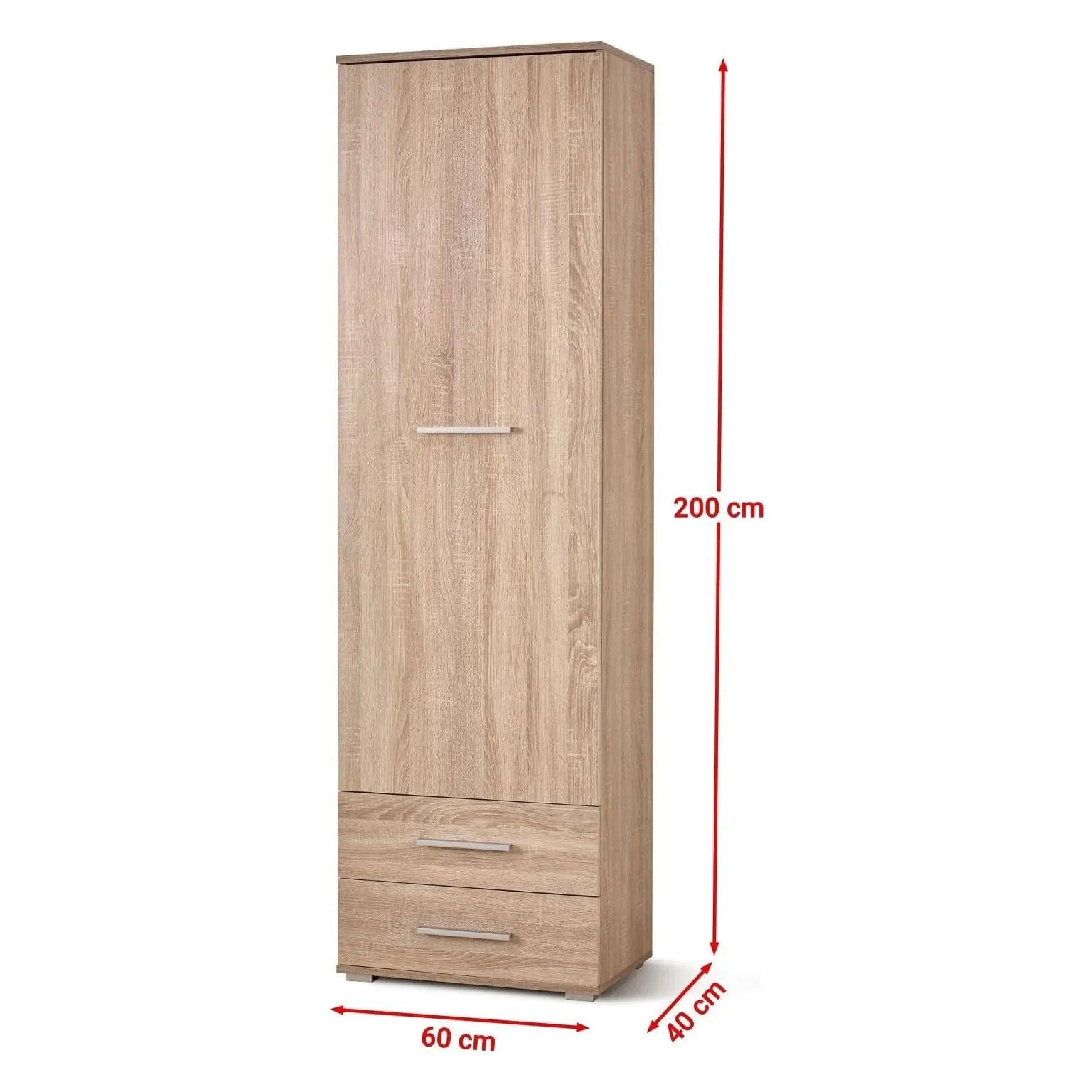 Dulap LIMA REG1, stejar sonoma, PAL laminat, cu o usa si 2 sertare, 60x40x200 cm