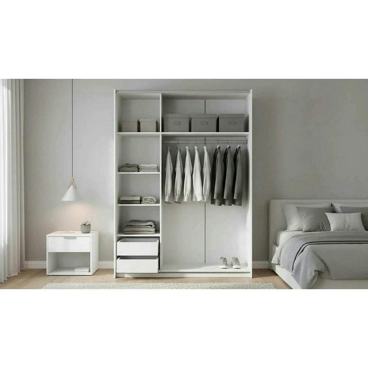 Dulap LIMA S1, alb, PAL laminat, cu 2 usi, 153x58x210 cm