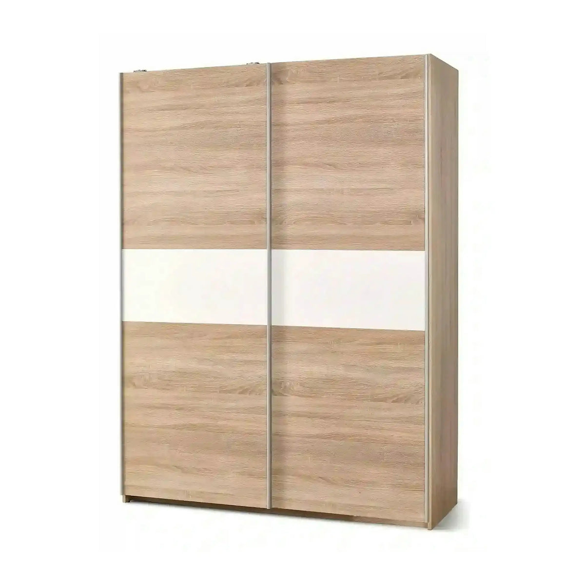Dulap LIMA S1, alb/stejar sonoma, PAL laminat, cu 2 usi, 153x58x210 cm